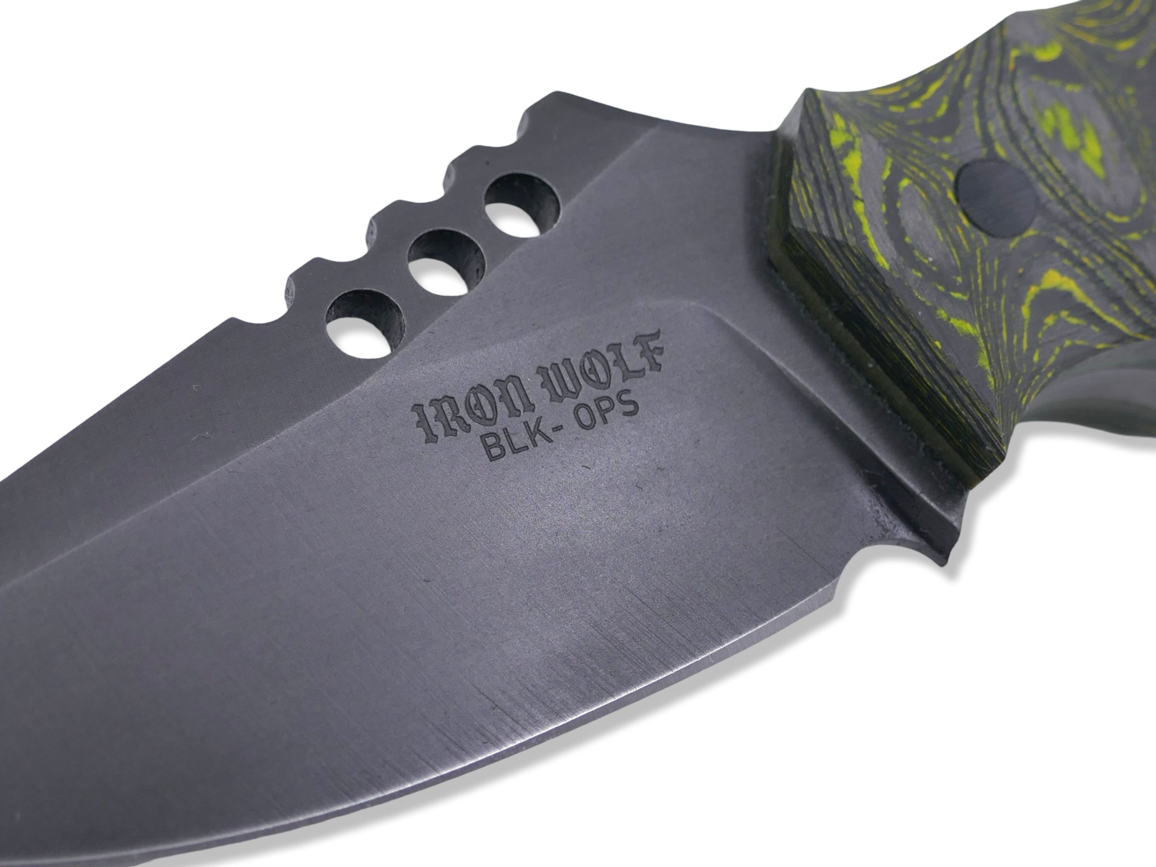 IRON WOLF Black Ops Custom 1 of 1 - Camo Carbon Toxic Moss + OD Green Liner / Carbon Fiber Pins