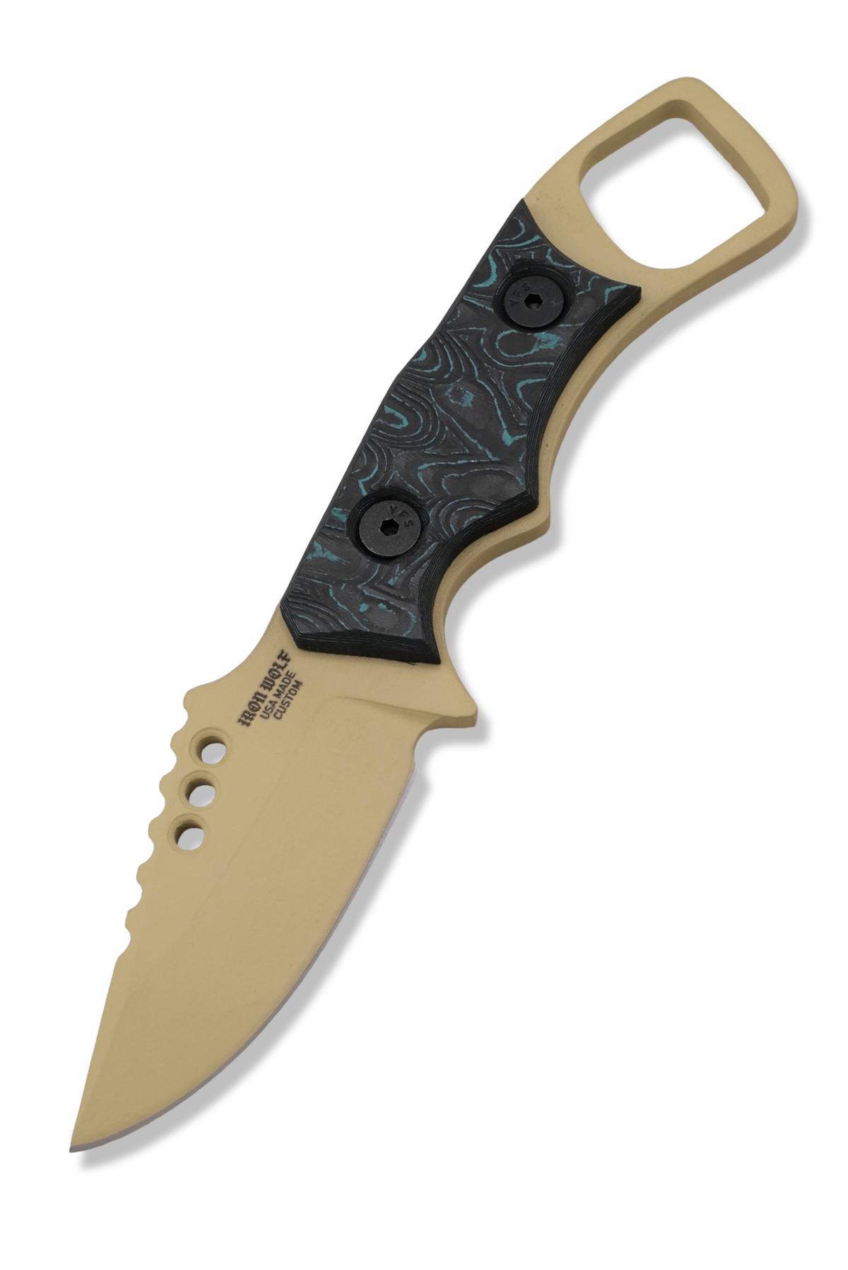 RPM Iron Wolf - Sabre Sand Cerakote / Rock Texture Camo Carbon Handle / Leather Sheath Included
