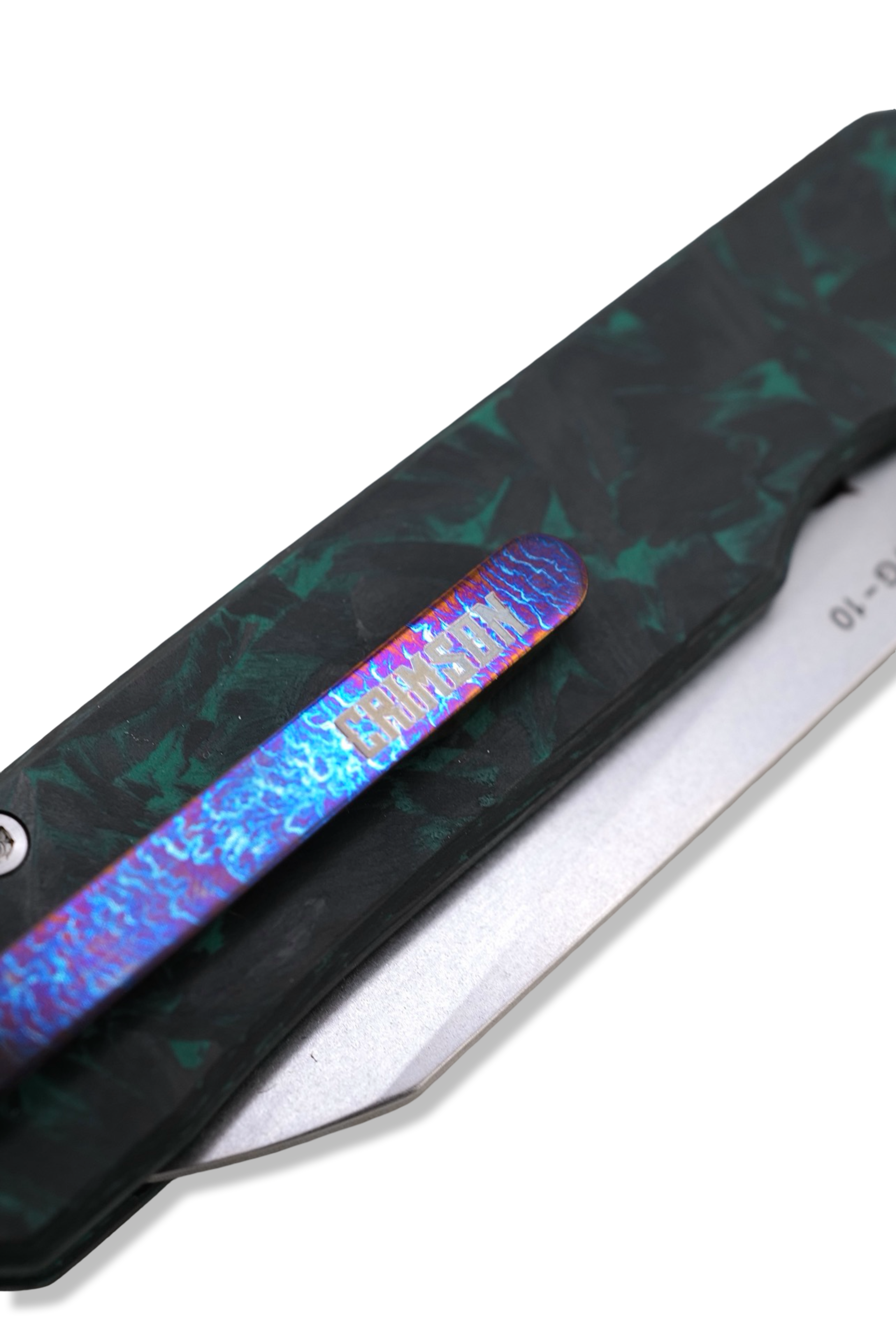 RAGNAR Folder - VG-10 Steel / Photoluminescent Glow Carbon Handle / Flamed Titanium clip / Stonewash Finish