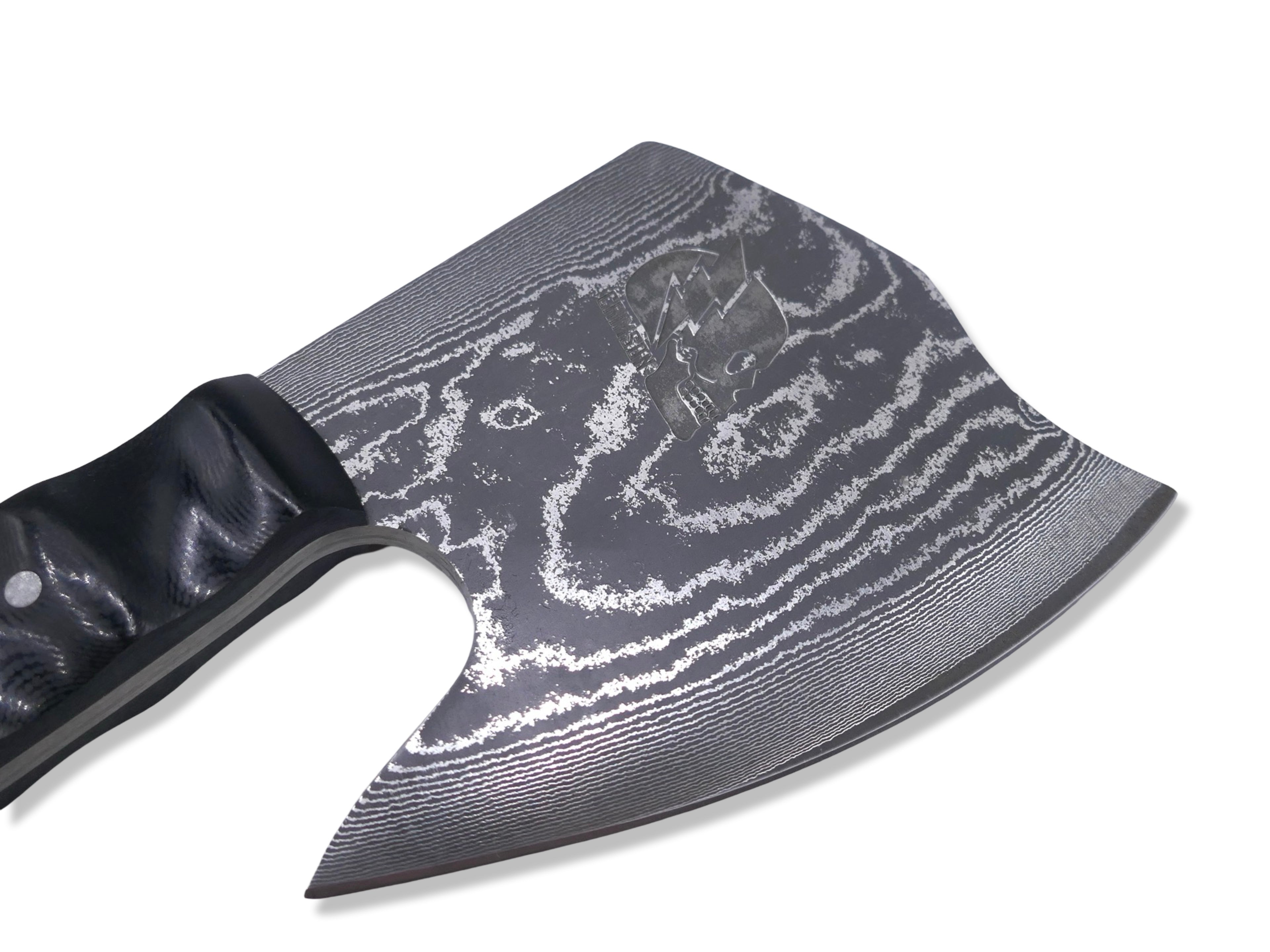 Damascus Berserker - Vegas Forge Stainless Damascus / G-10 / Alume / Nickel Splits Handle