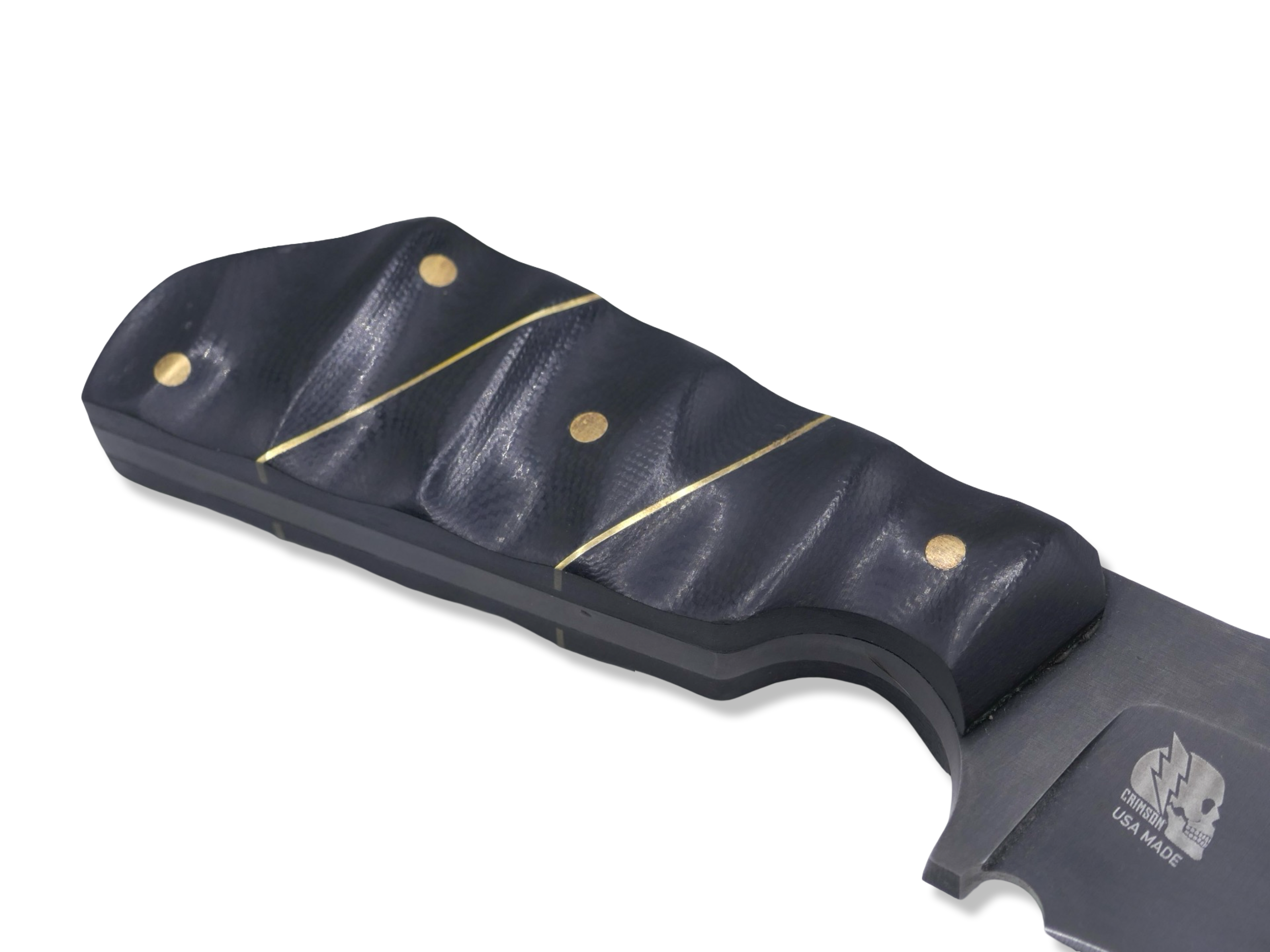 The Duke Custom 1 of 1 - Tungsten Finish / Black G-10 / Brass Splits / Black G-10 Liner - SHEATH INCLUDED