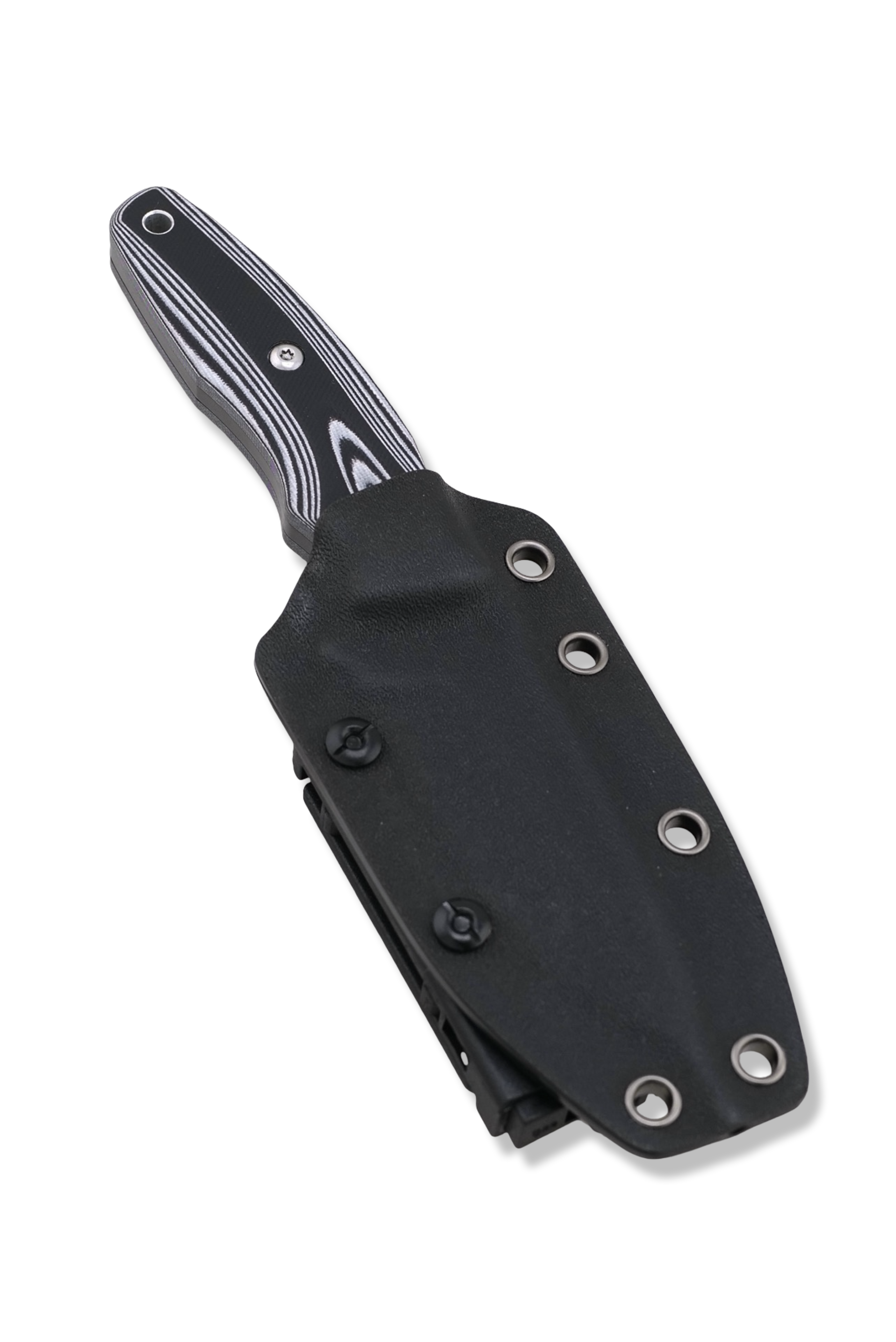 The Homelander - Black / White G-10 Handle / PVD Coated Blade / Kydex Sheath Included