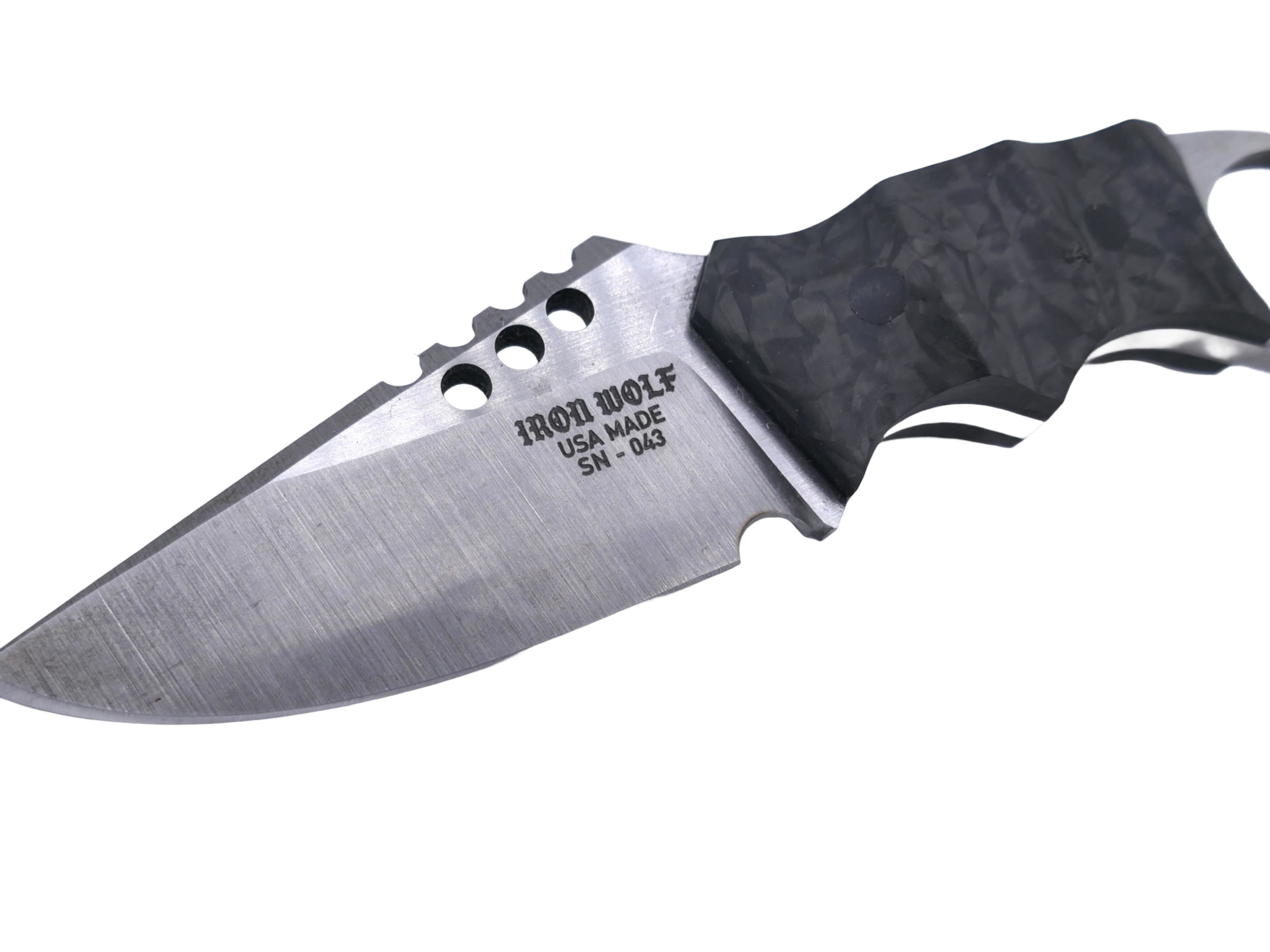 IRON WOLF Custom 1 of 1 - Satin Finish / Carbon Fiber Handle / Sheath Included