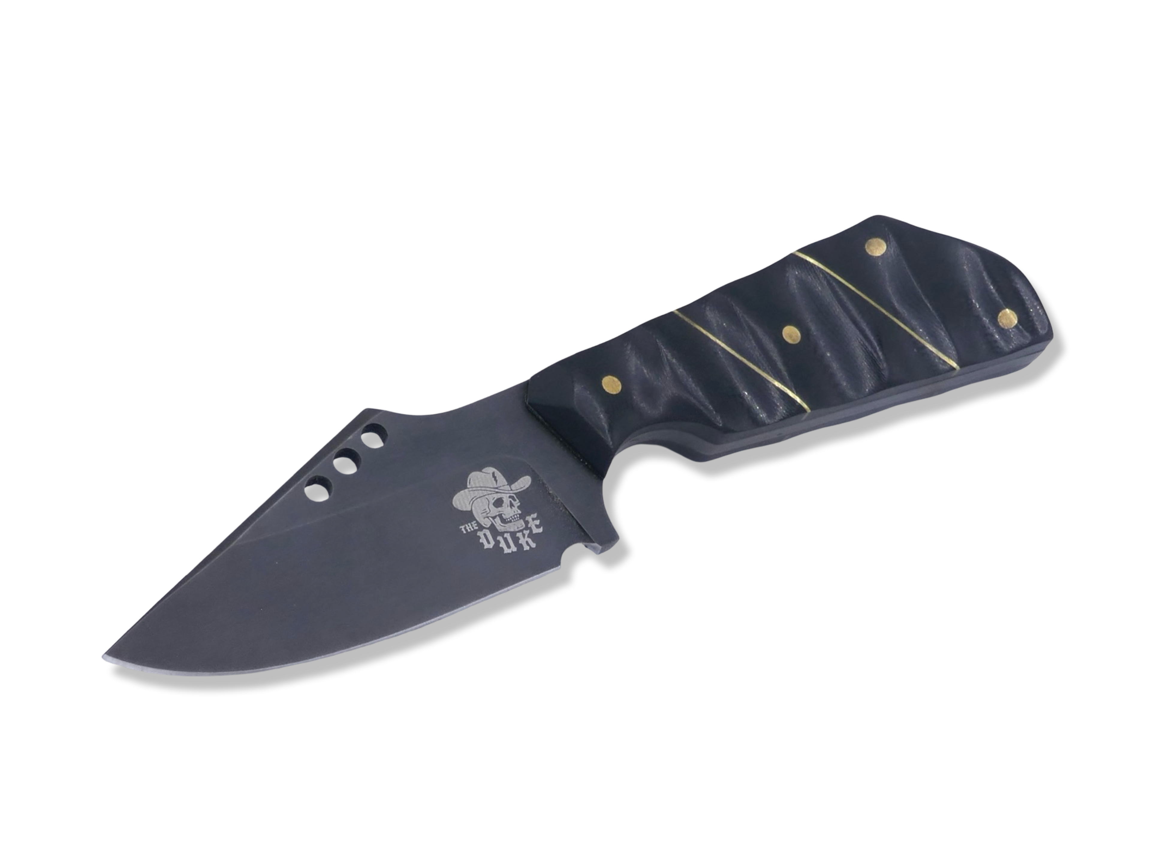 The Duke Custom 1 of 1 - Tungsten Finish / Black G-10 / Brass Splits / Black G-10 Liner - SHEATH INCLUDED