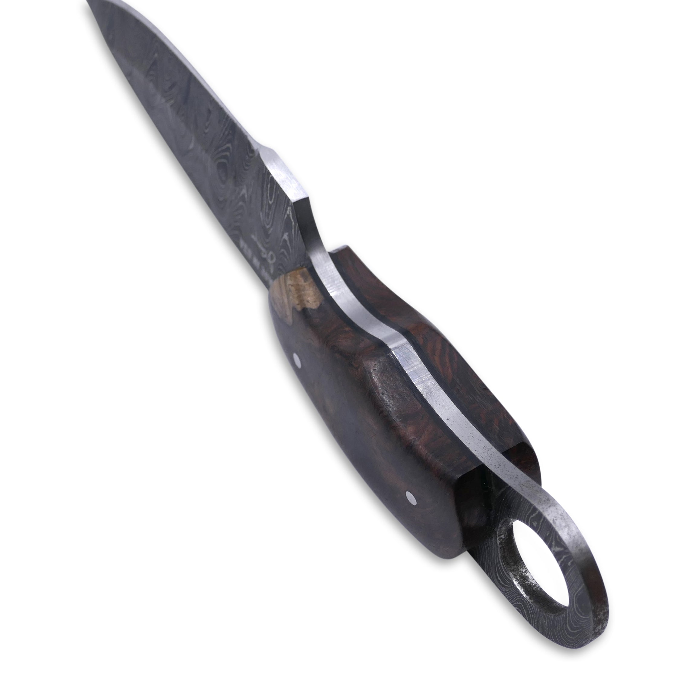 Honey Badger - Damascaus Fixed Blade / Desert Iron Wood / Black Liner - Crimson Tactical