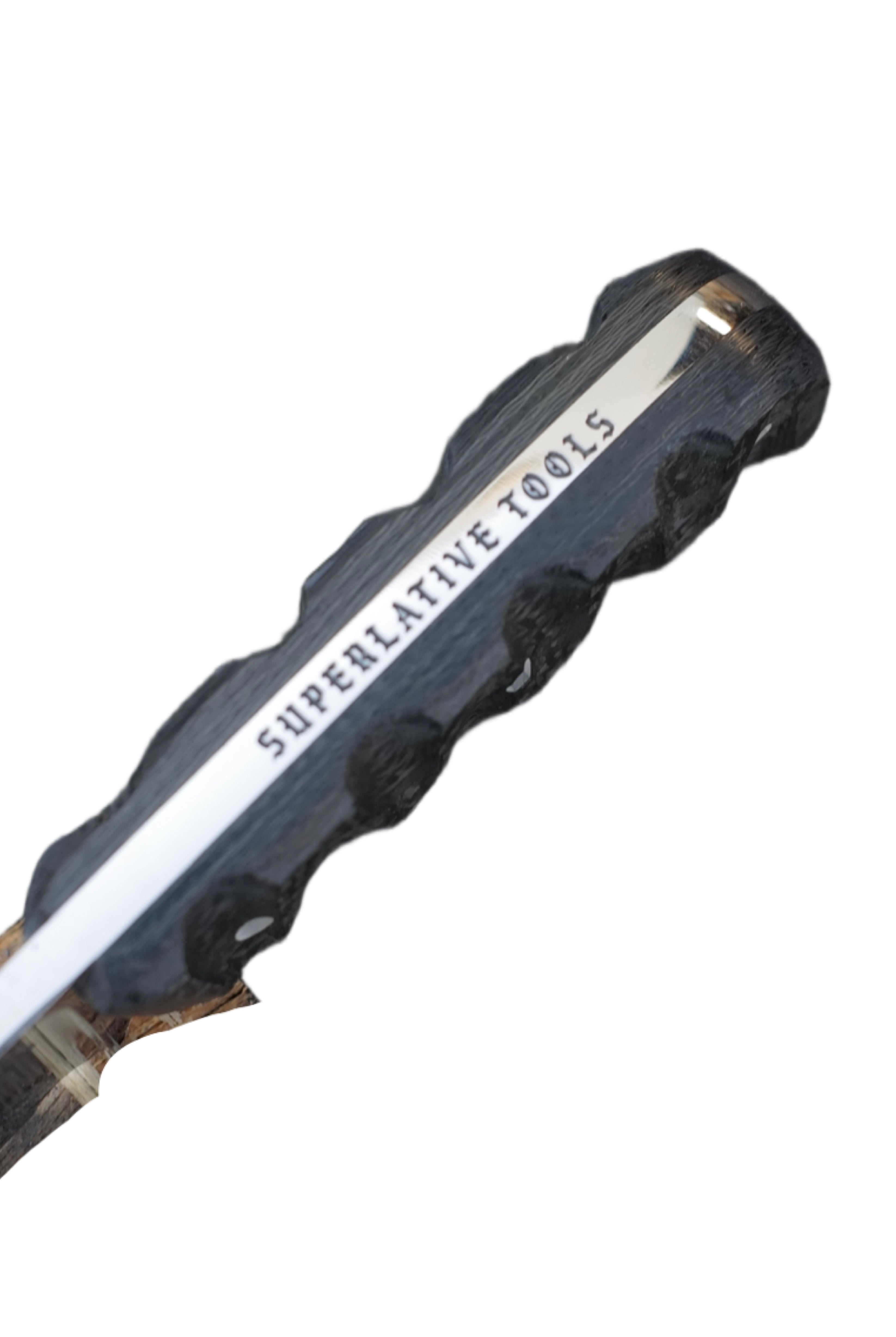 CUSTOM Nautilus Bowie - Mirror Polish Hollow Grind / Carbon Fiber Handle / USA Made / Leather Sheath Included