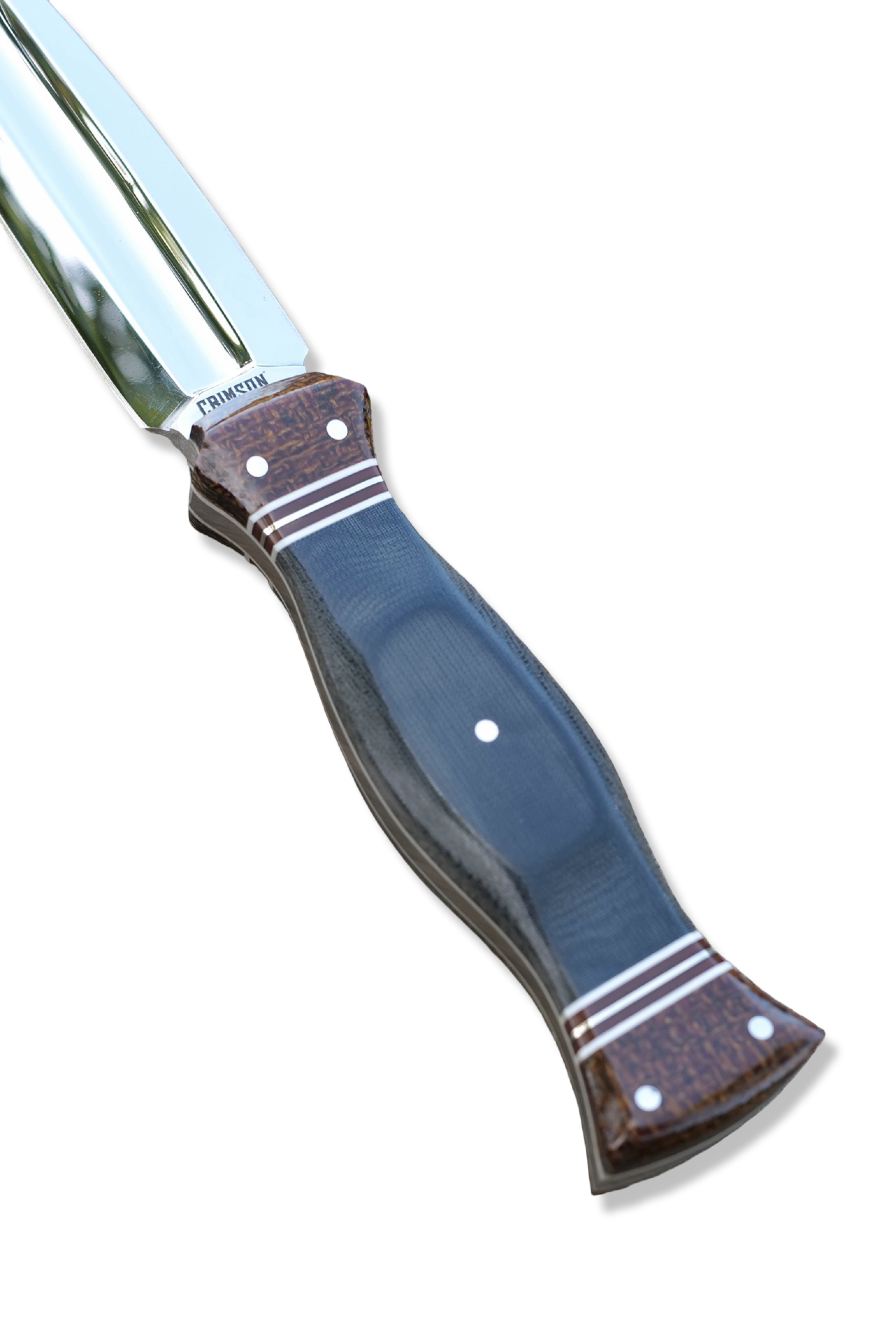 Custom Dagger W/ Fuller - Mirror Polish / Westinghouse Micarta Front and back / White G-10 + Westinghouse and Nickel Split / Black Micarta Middle