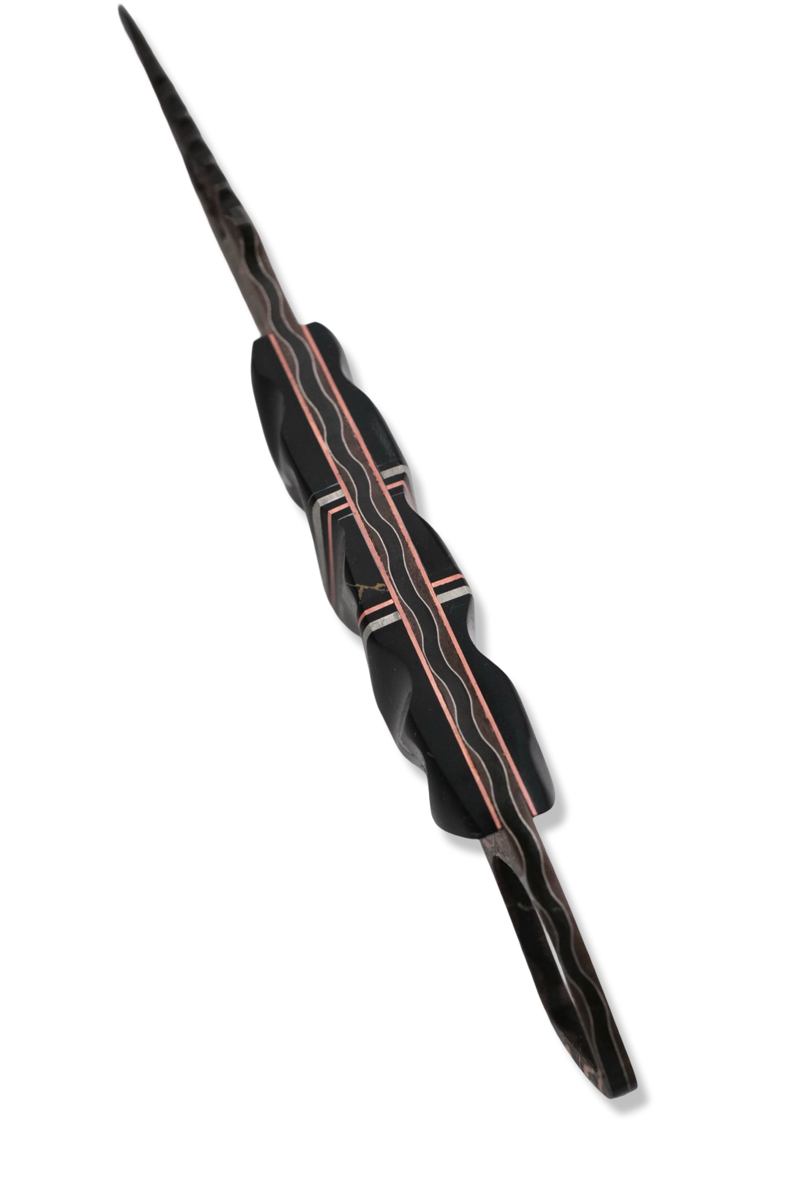 CUSTOM Baker Forge RPM Iron Wolf - Copper-Mai Damascus / Black G-10 / Nickel + Copper Split / Tru Stone Inlay / Copper Liner / USA Made Leather Sheath Included