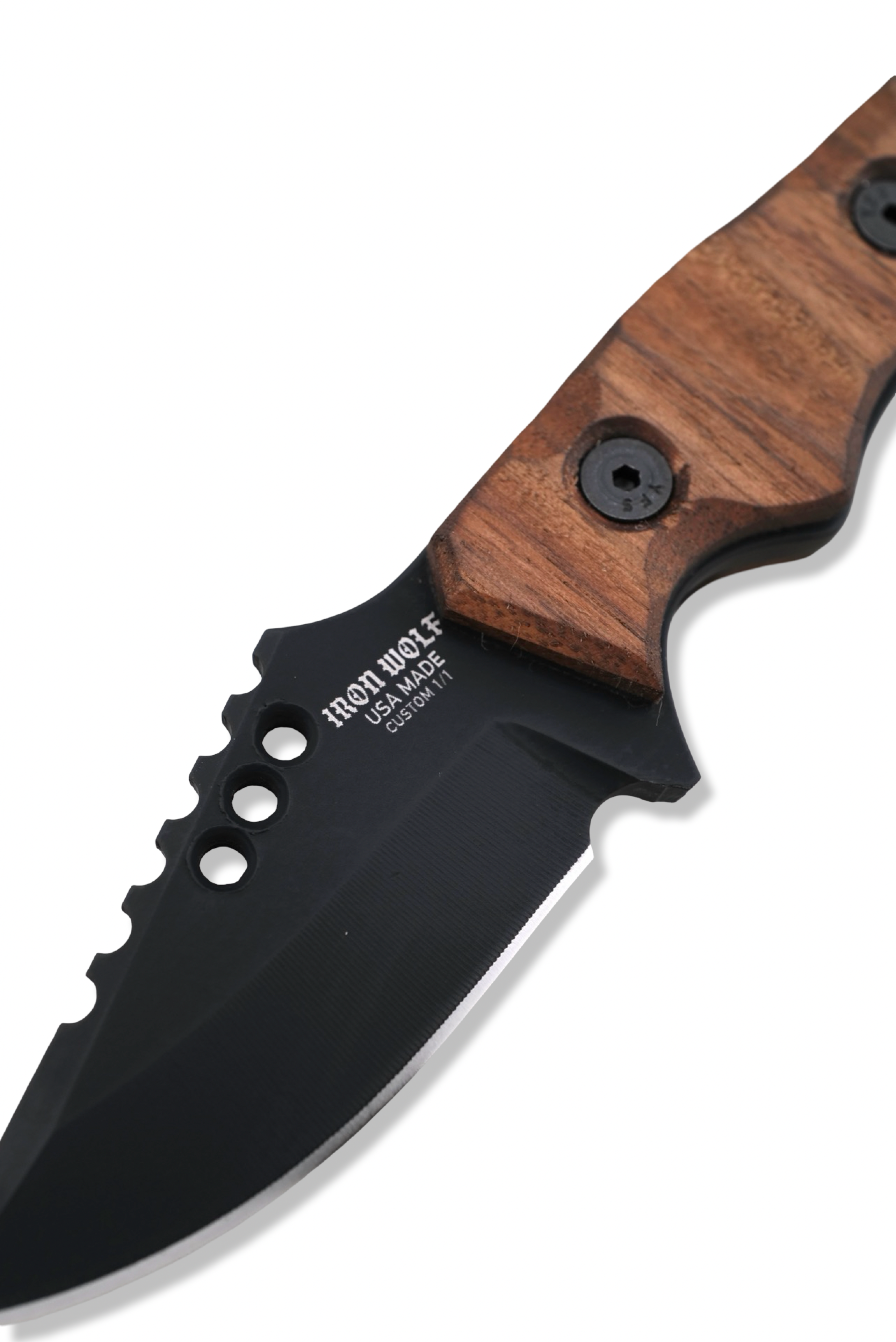 RPM Iron Wolf Custom 1/1 - Black Cerakote / Walnut Handle / Black Liner / Leather Sheath Included