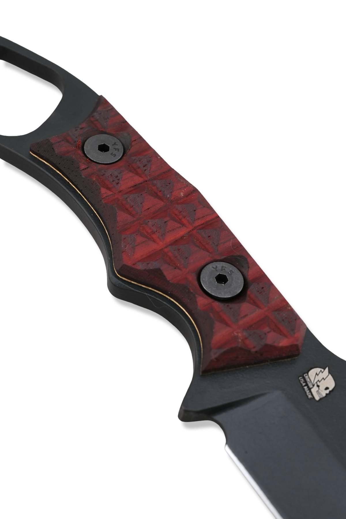 RPM Iron Wolf - Black Cerakote / Frag Pattern Padauk Handle / Brass Liners / Leather Sheath Included