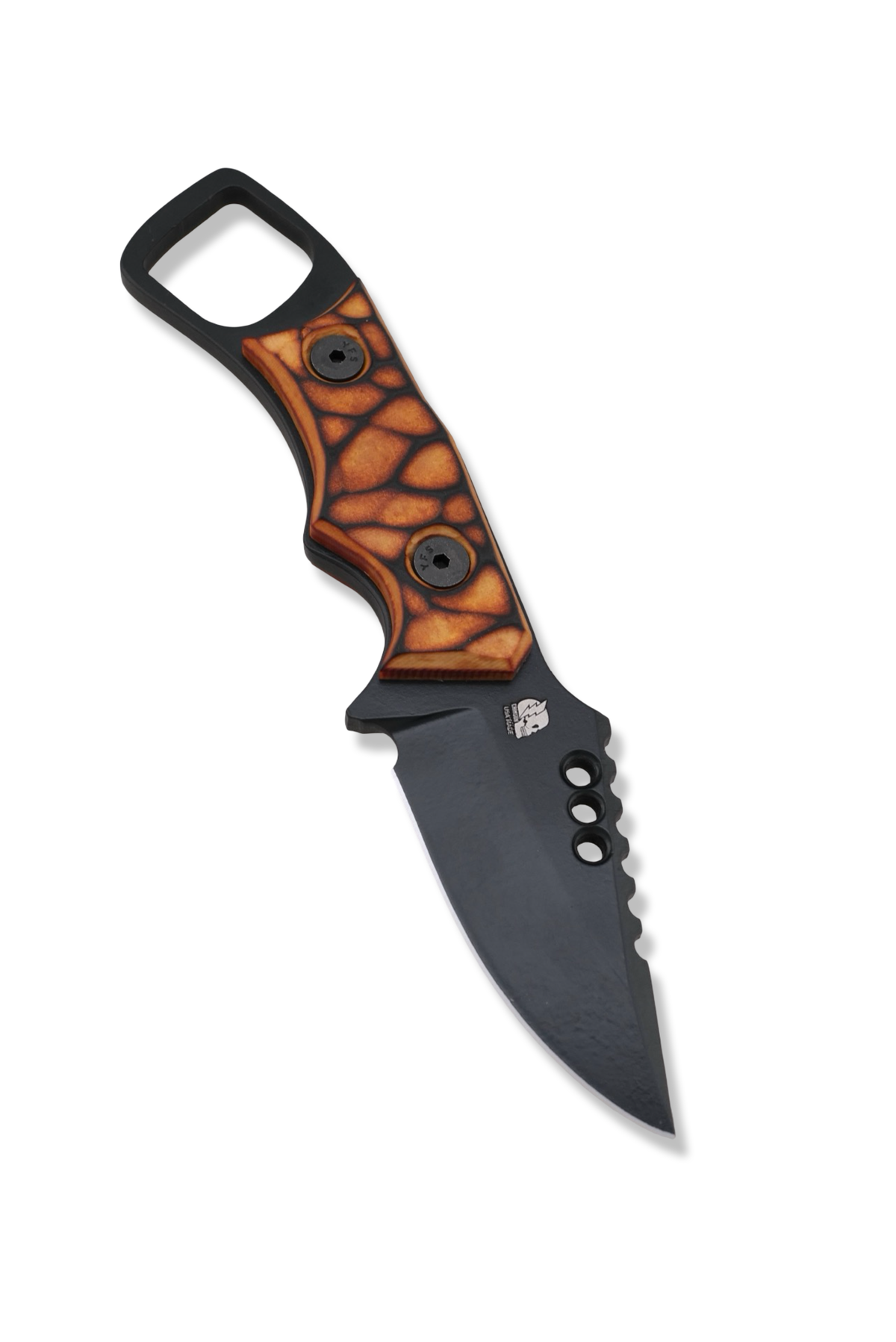 RPM Iron Wolf - Black Cerakote / Torched Rock Texture Richlite Handle / Leather Sheath Included