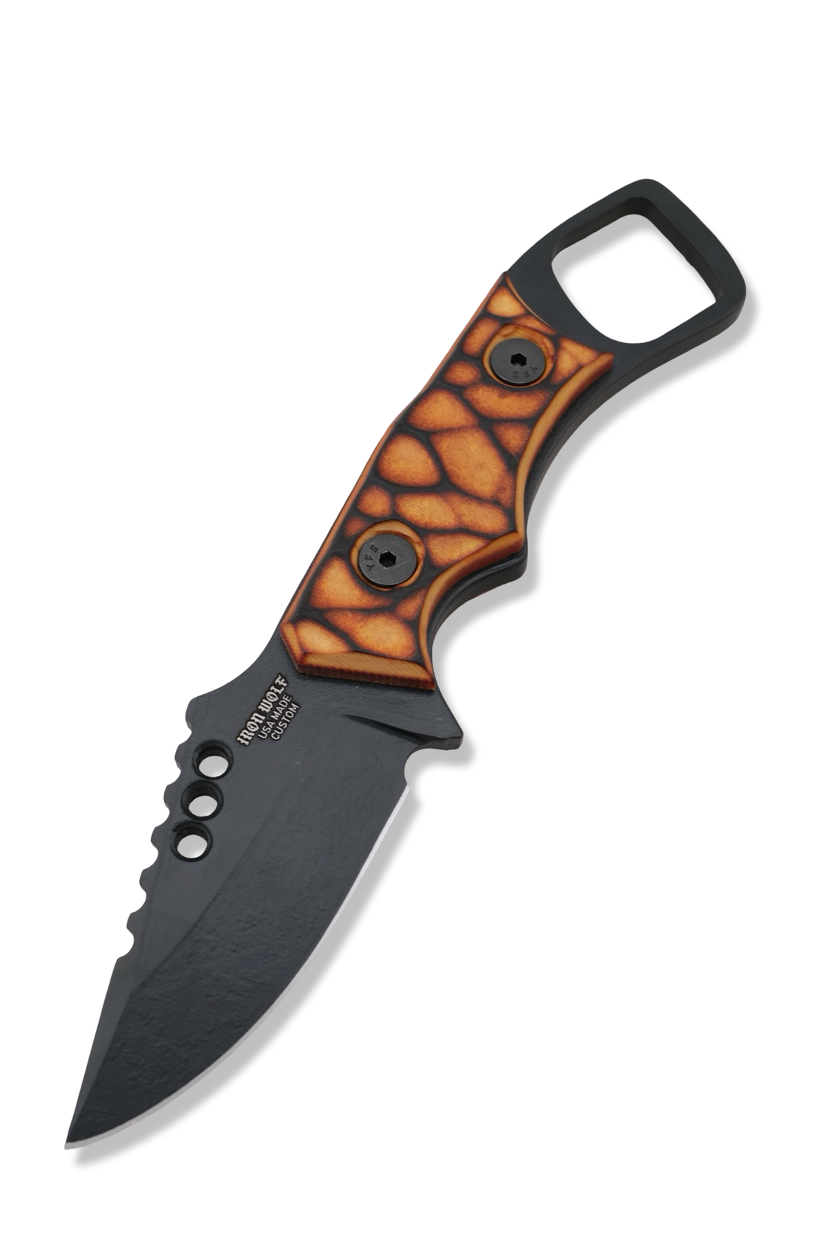 RPM Iron Wolf - Black Cerakote / Torched Rock Texture Richlite Handle / Leather Sheath Included