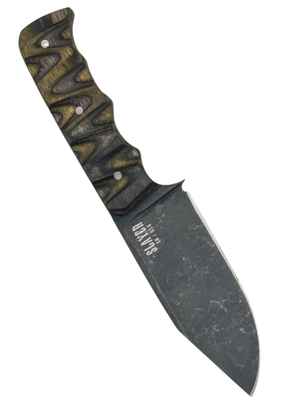 Slayer Mini Hollow Grind Custom - Dark Stonewash / Olive Dyma Handle / SHEATH INCLUDED