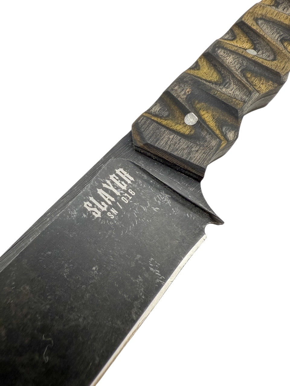 Slayer Mini Hollow Grind Custom - Dark Stonewash / Olive Dyma Handle / SHEATH INCLUDED