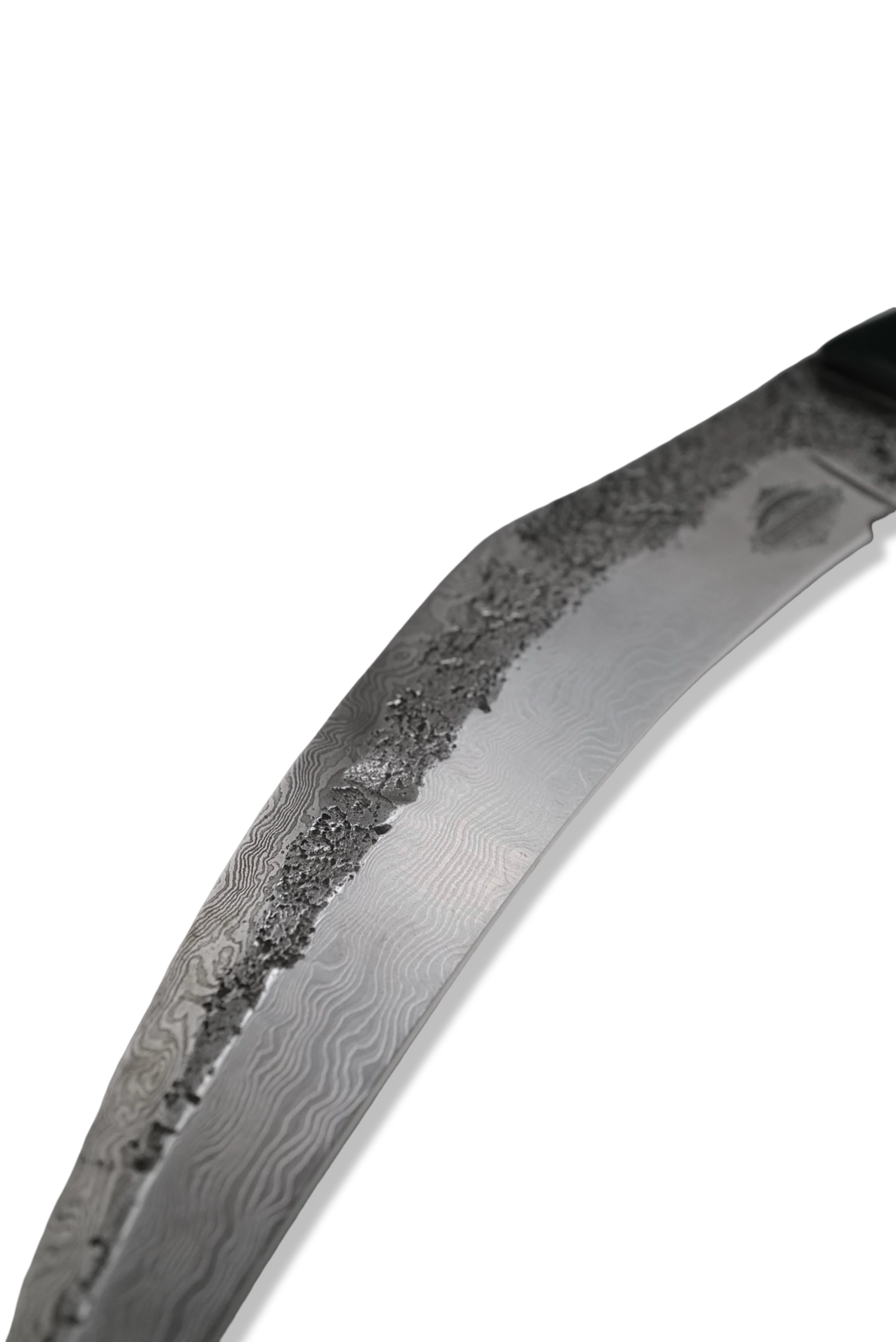 Forged Damascus Custom - Polished Damascus / Black G-10 / Brass Splits / Tru Stone Inlay