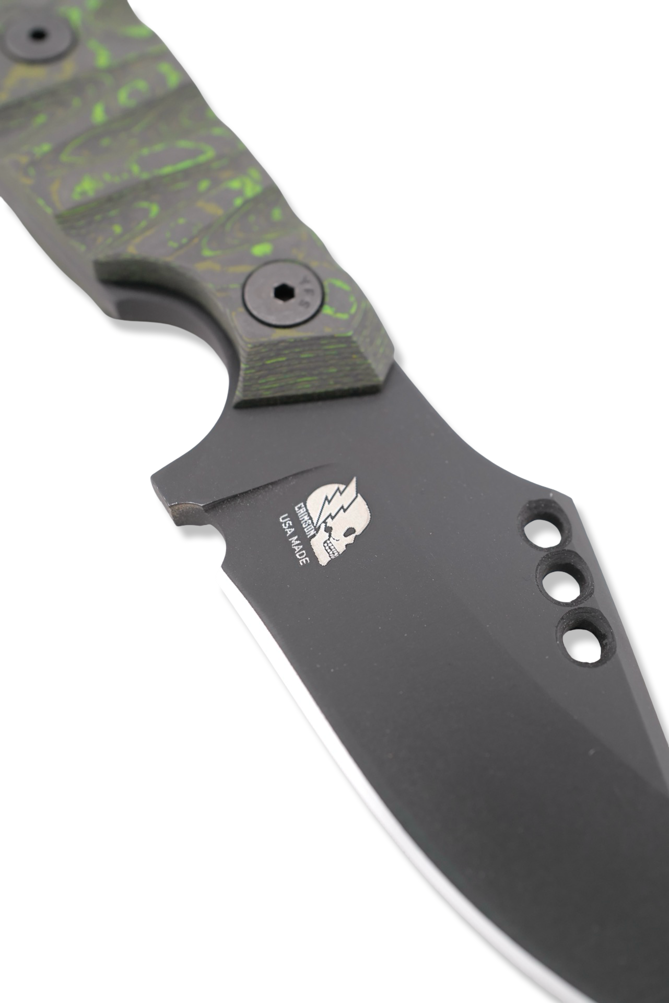 The Duke - Black Cerakote / Toxic Moss Camo Carbon Bolt on Handle / USA Made leather sheath included