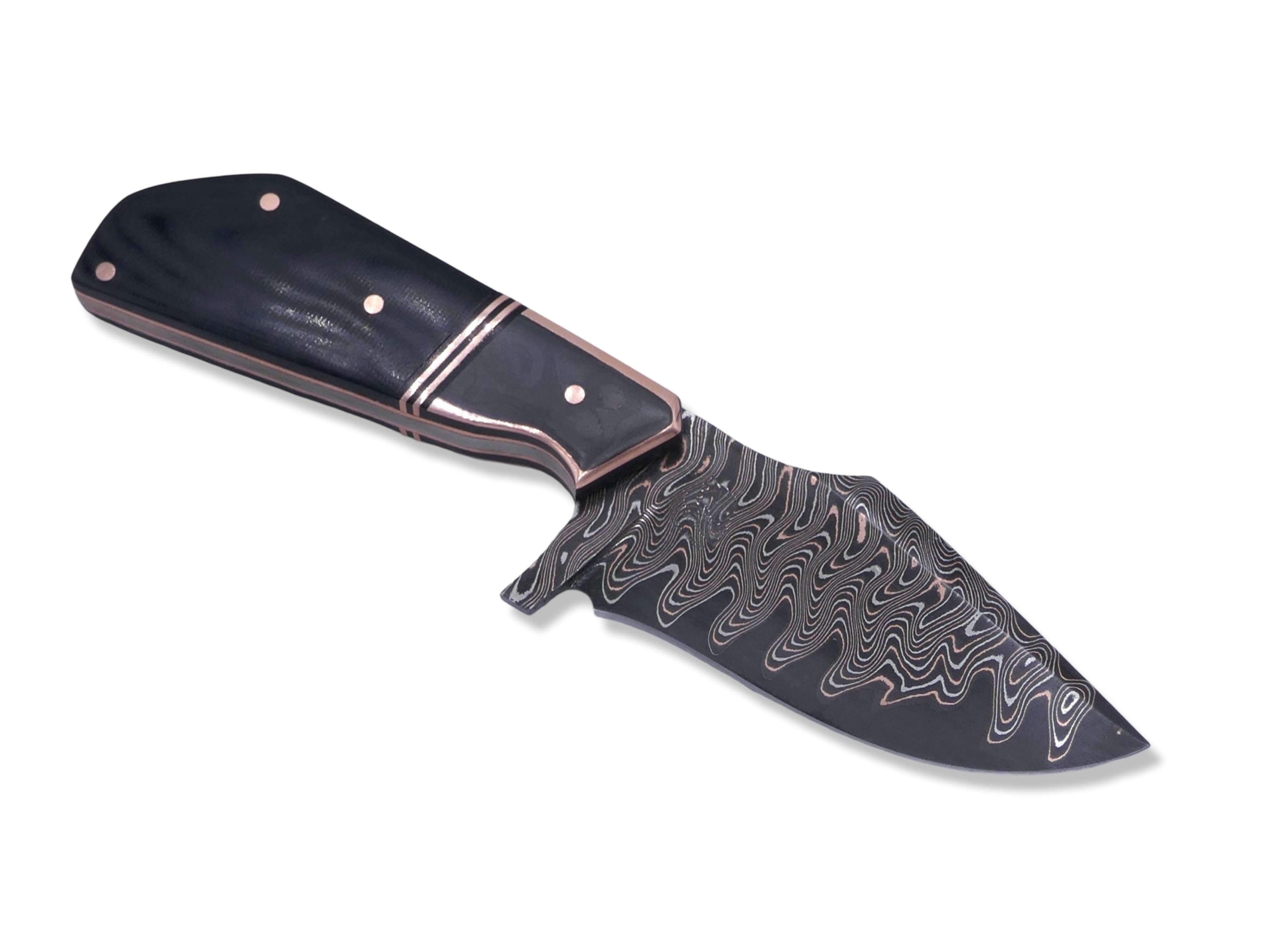 Pro Hunter Custom 1 of 1  - Baker Forge Elite Copper Mai Ripple / Camo Carbon W/ Copper Inlays + G-10 Handle / Copper Liner Made For D. Cormier