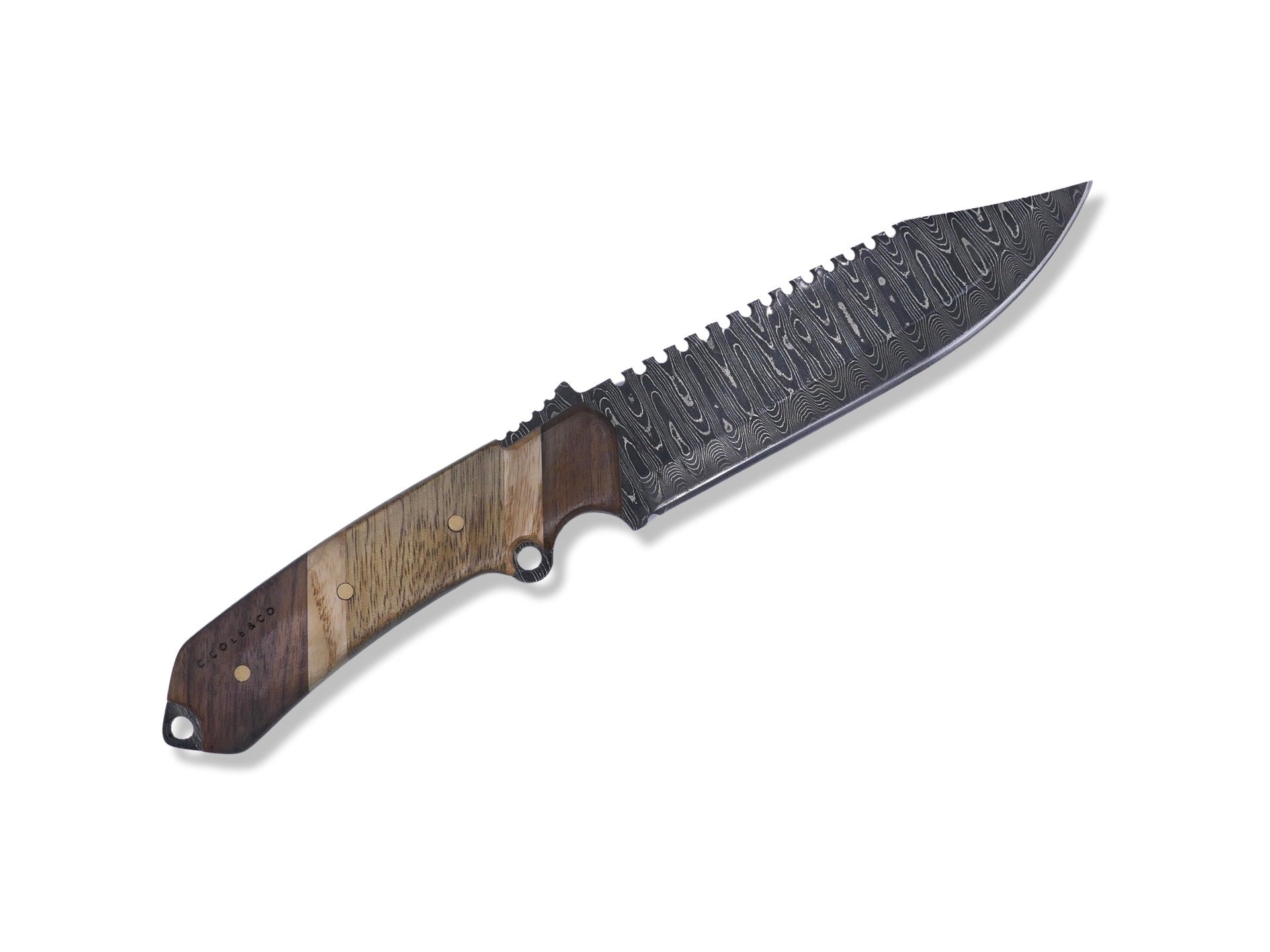 Damascus Blade - Walnut / White Oak / Black Limba - Chris Cole Design - Crimson Tactical