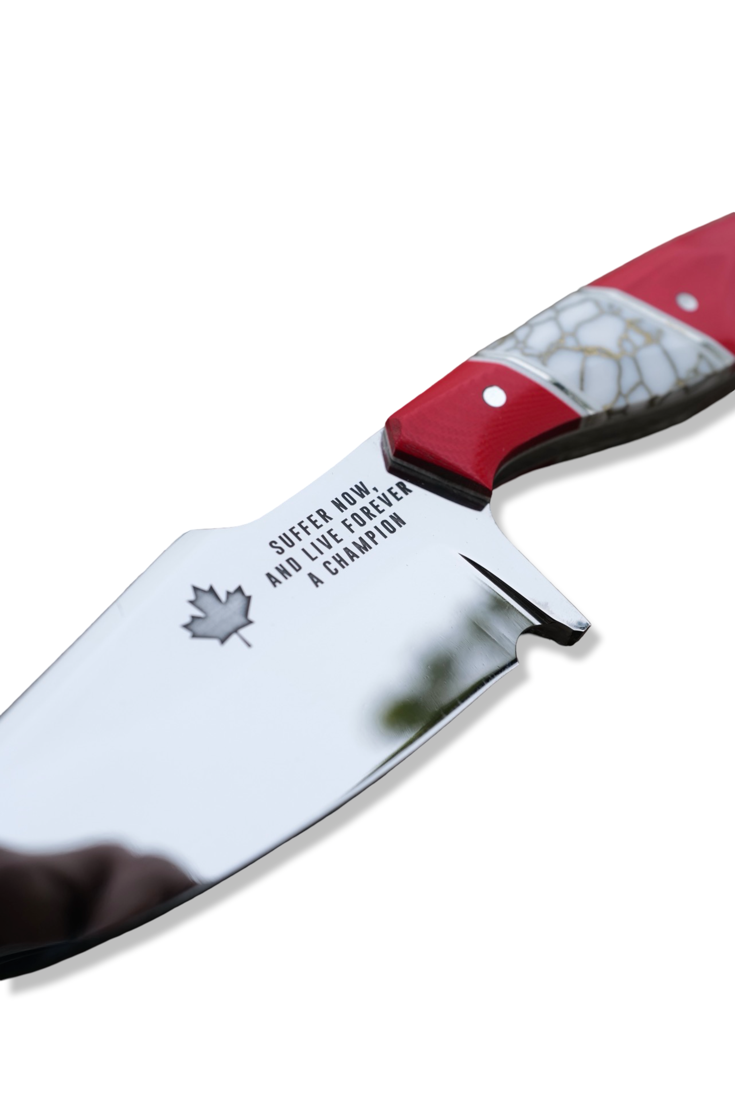 Custom Reaper - Mirror Polish / Red G-10 / Nickel Splits / Tru Stone inlay