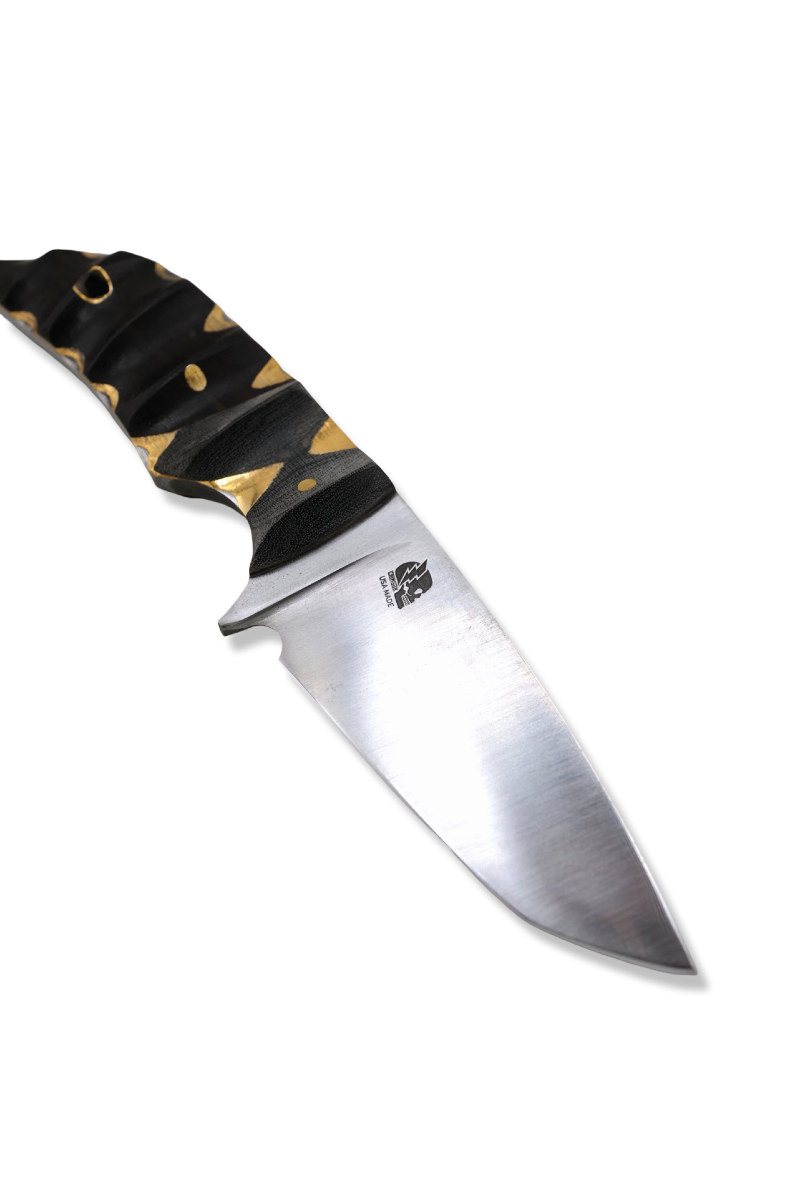 Daytona Tanto Custom - Satin Finish / Deep Textured Brass + Iron Wood Handle