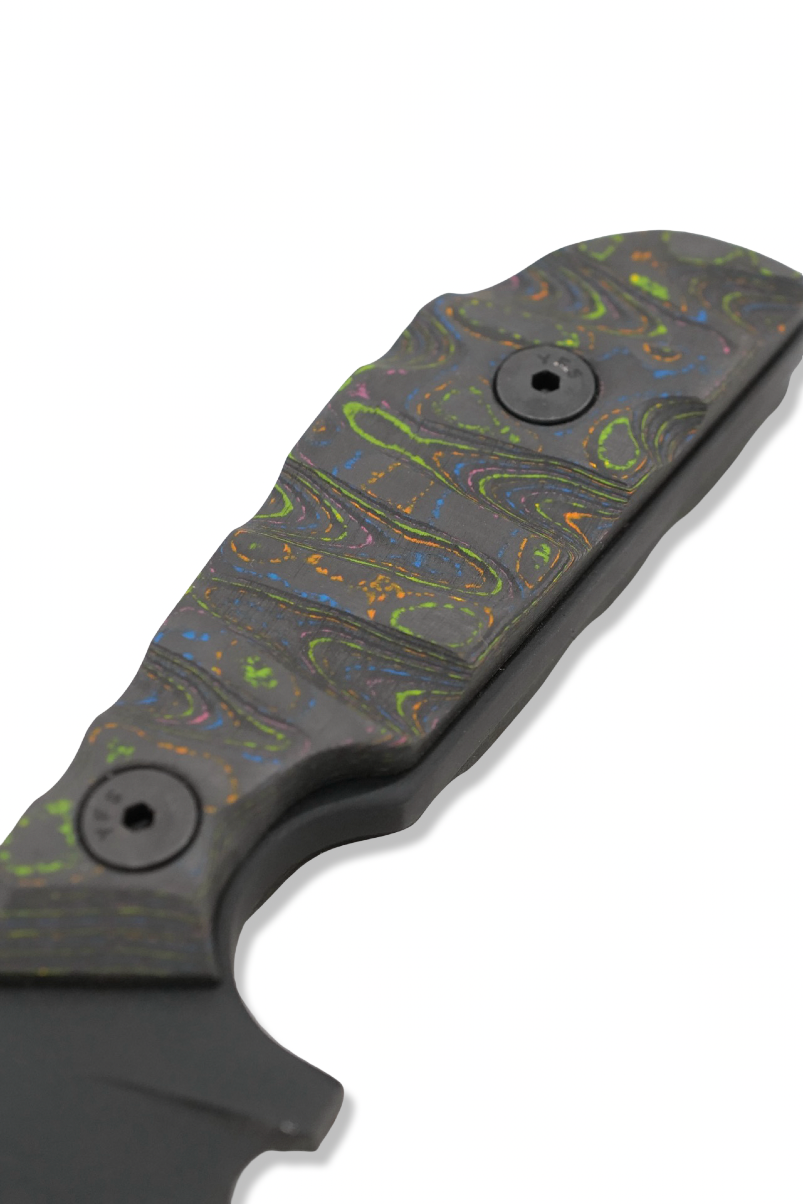 The Duke - Black Cerakote / 80’s Camo Carbon Bolt on Handle / USA Made leather sheath included