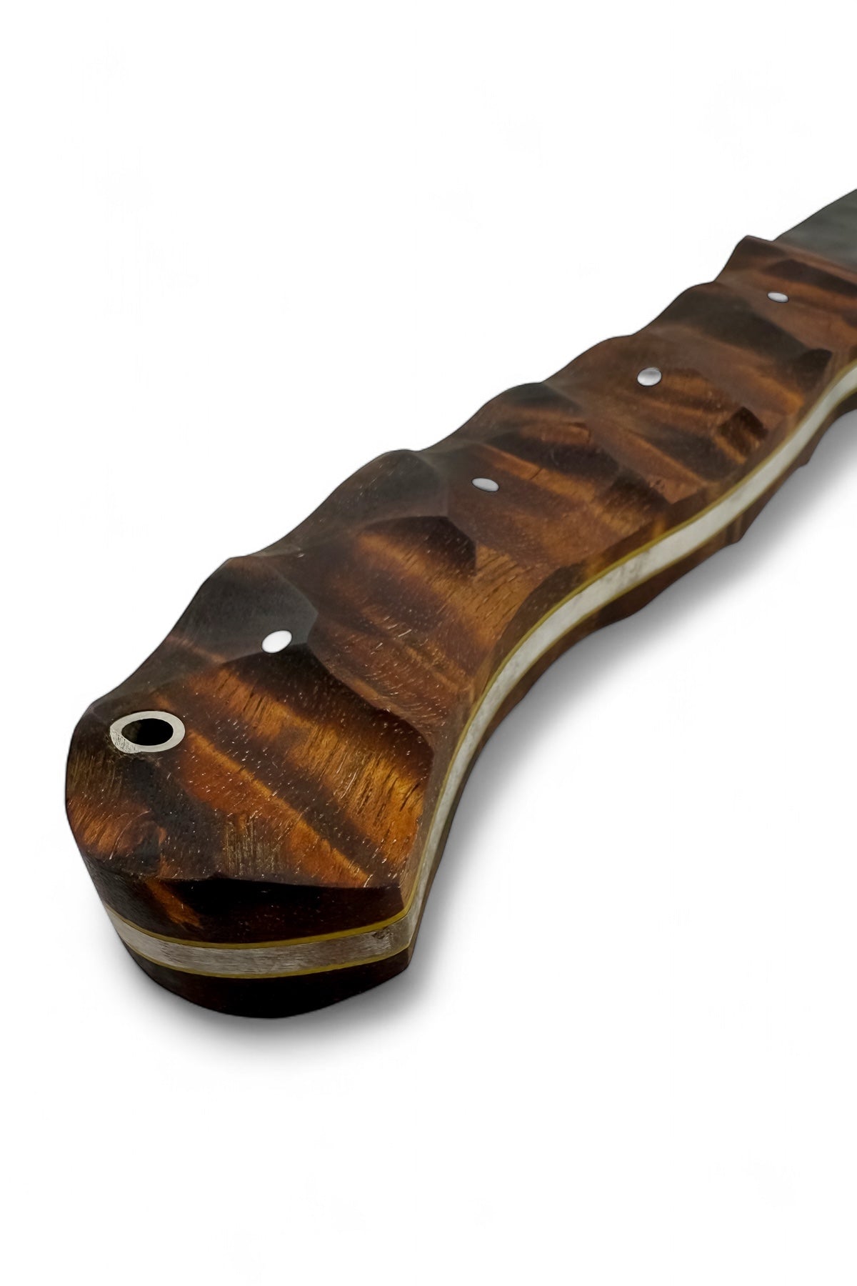 Forged Bowie Custom - Hollow Grind / Hawaiian Koa Handle / Yellow G-10 Liner