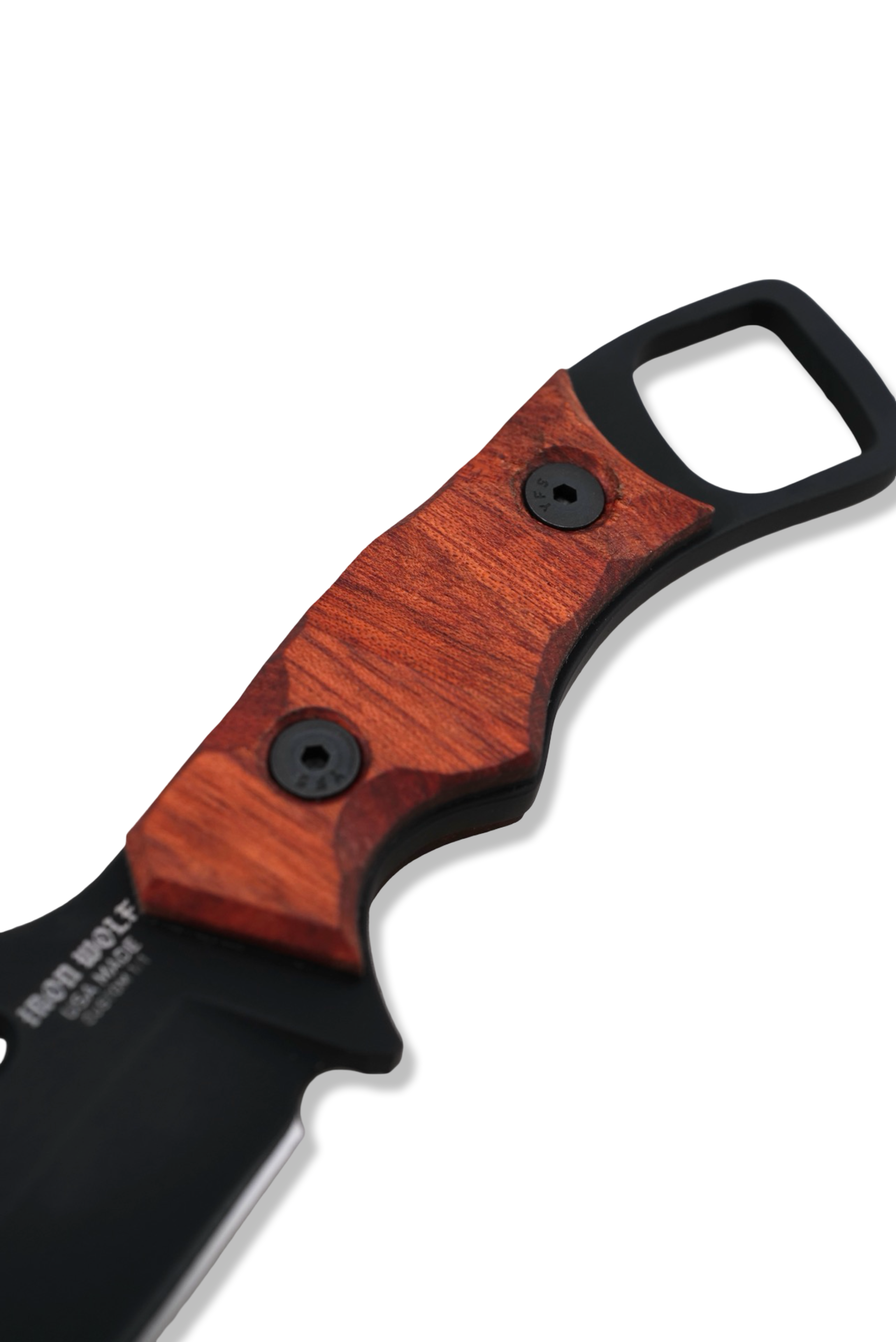 RPM Iron Wolf Custom 1/1  - Black Cerakote / Bloodwood Handle / Black Liner /  Leather Sheath Included