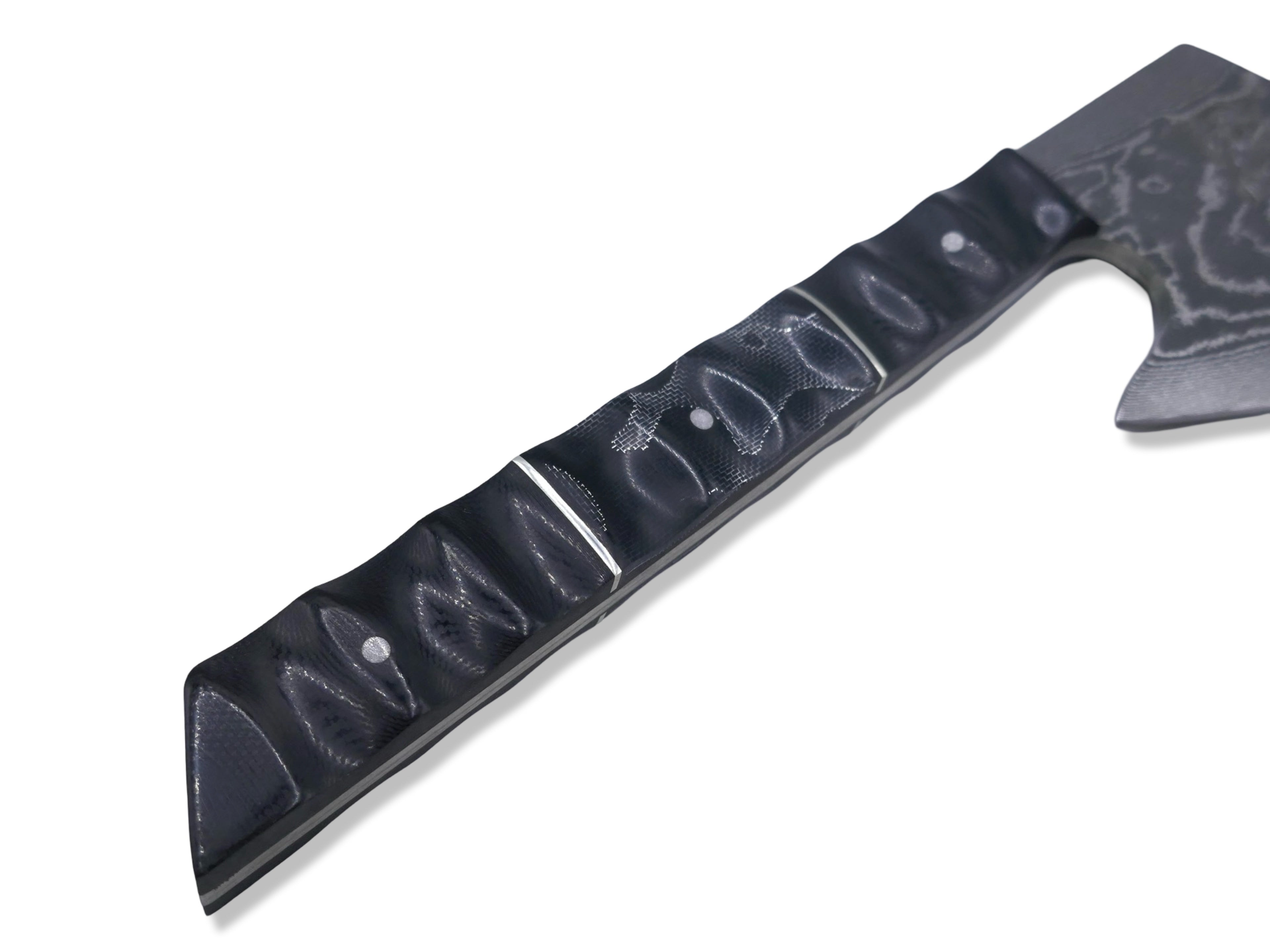 Damascus Berserker - Vegas Forge Stainless Damascus / G-10 / Alume / Nickel Splits Handle