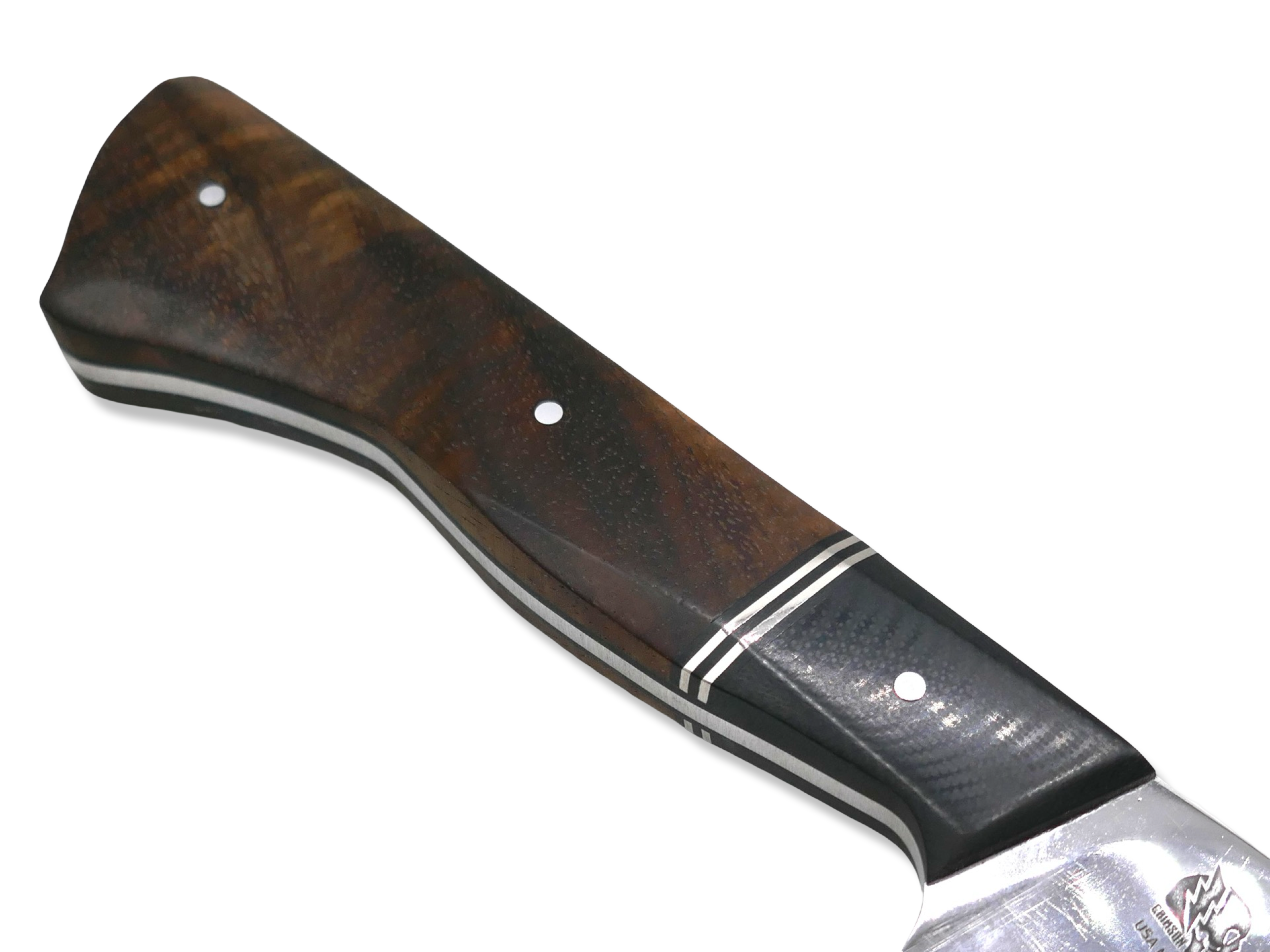 Custom Chef - Mirror Polish / Black G-10 / Hawaiian Koa / Nickel Splits