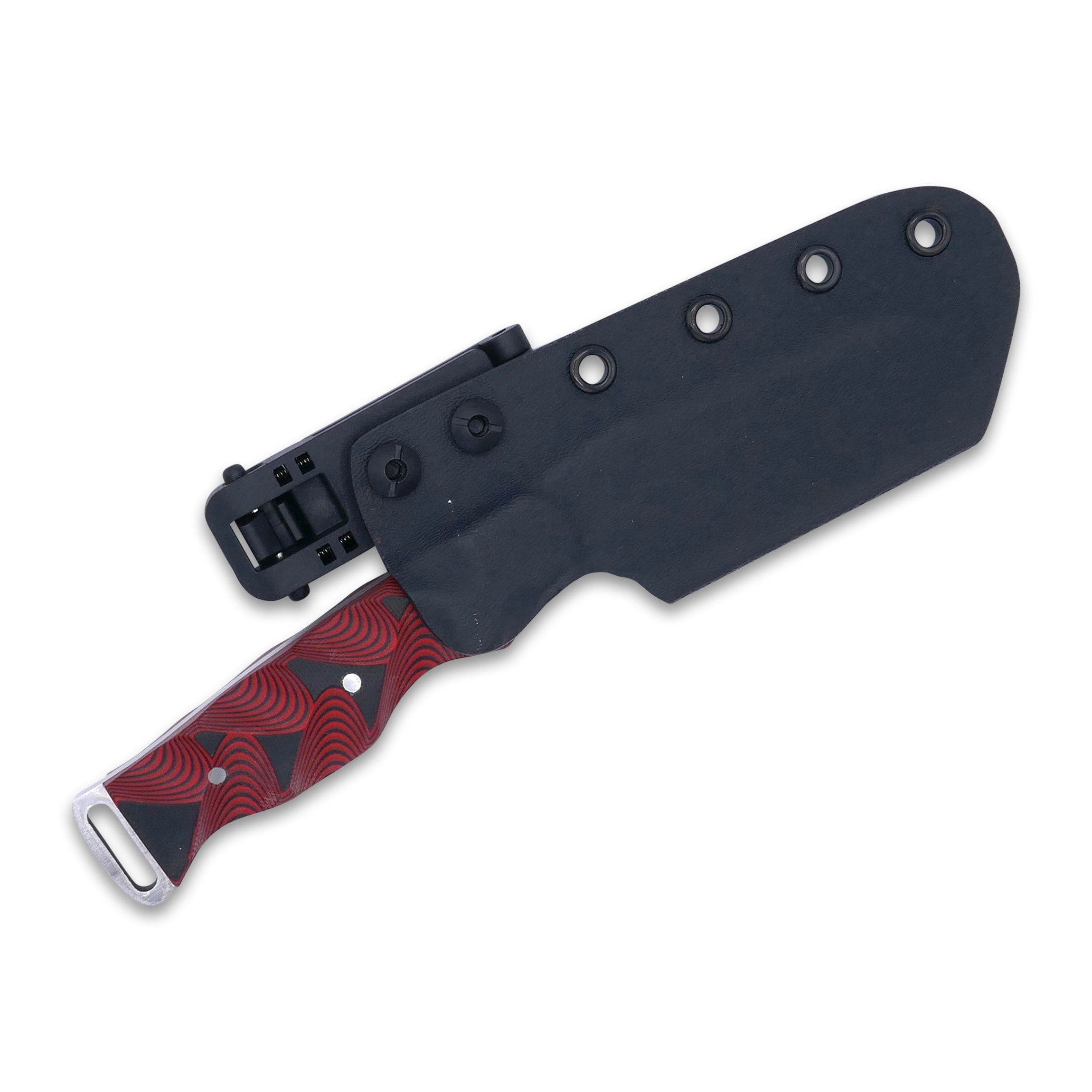 Crimson Tactical - Cobra - Magnacut Two Tone Black / Satin Blade - Red / Black Hypnotic G-10 Handle - Crimson Tactical