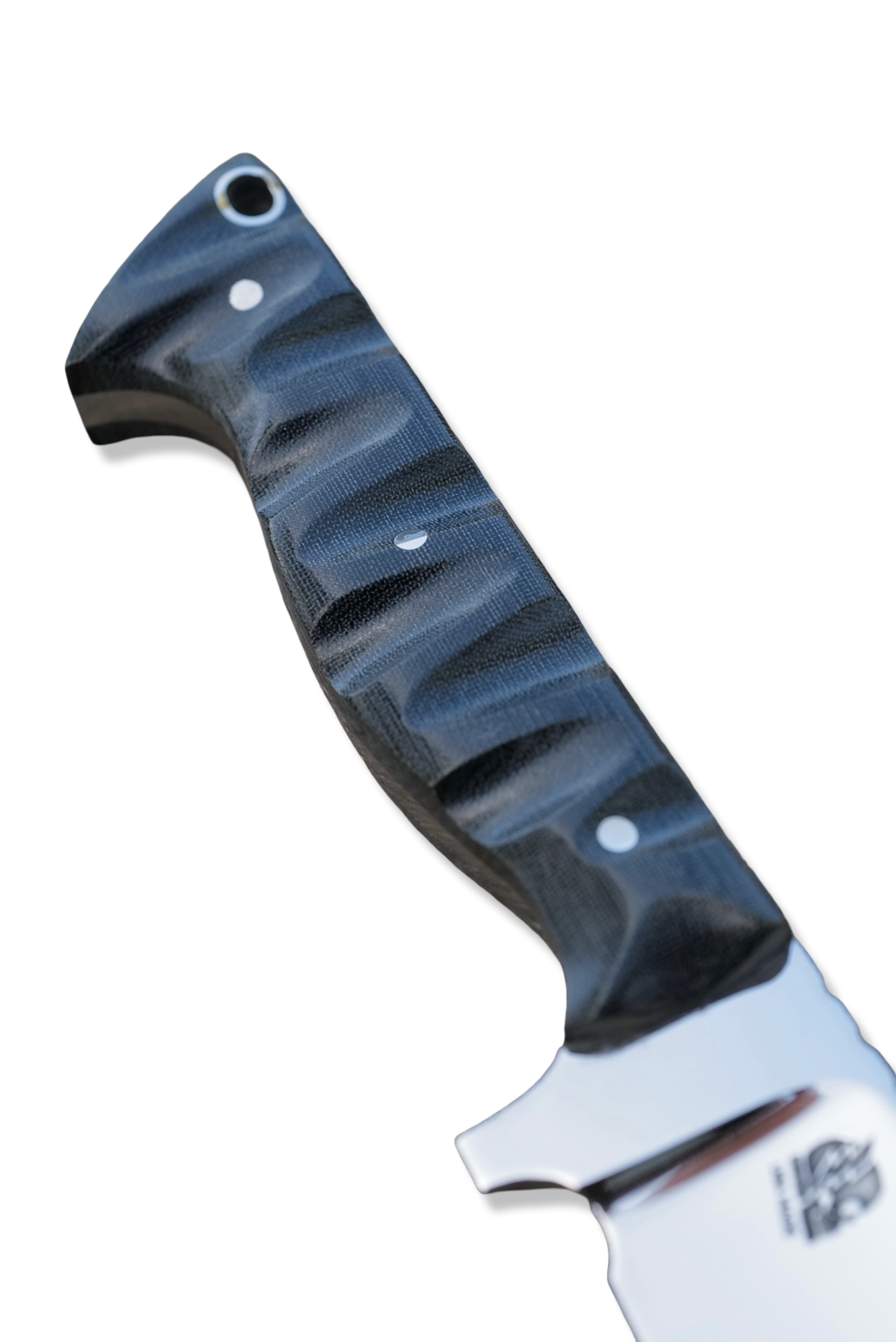Bushcraft Custom - Mirror Polish / Hollow Grind / Textured Black Micarta Handle