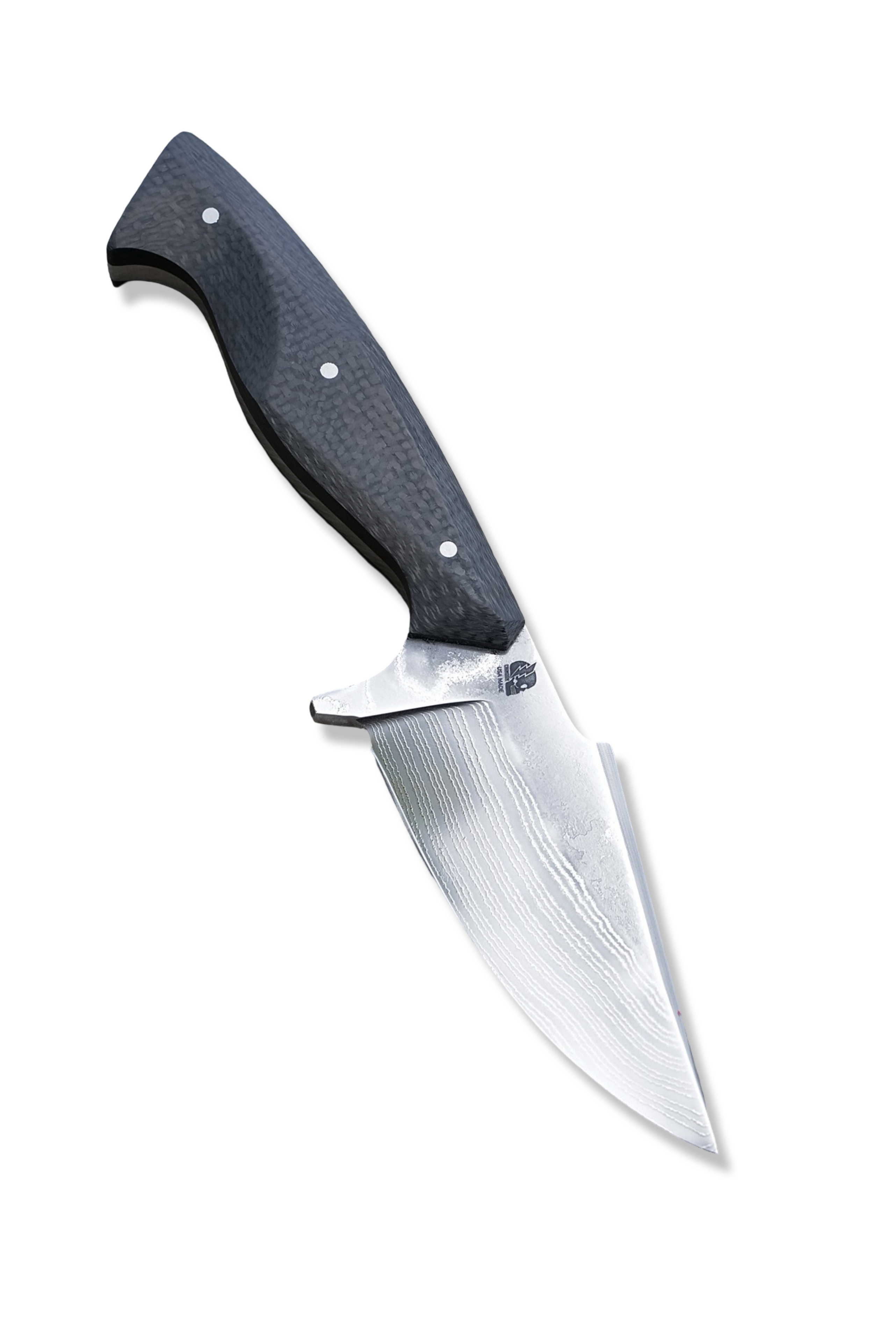 Reaper Custom 1 of 1 - Polished Vegas Forge Damascus / Carbon Fiber Handle / Sheath Included