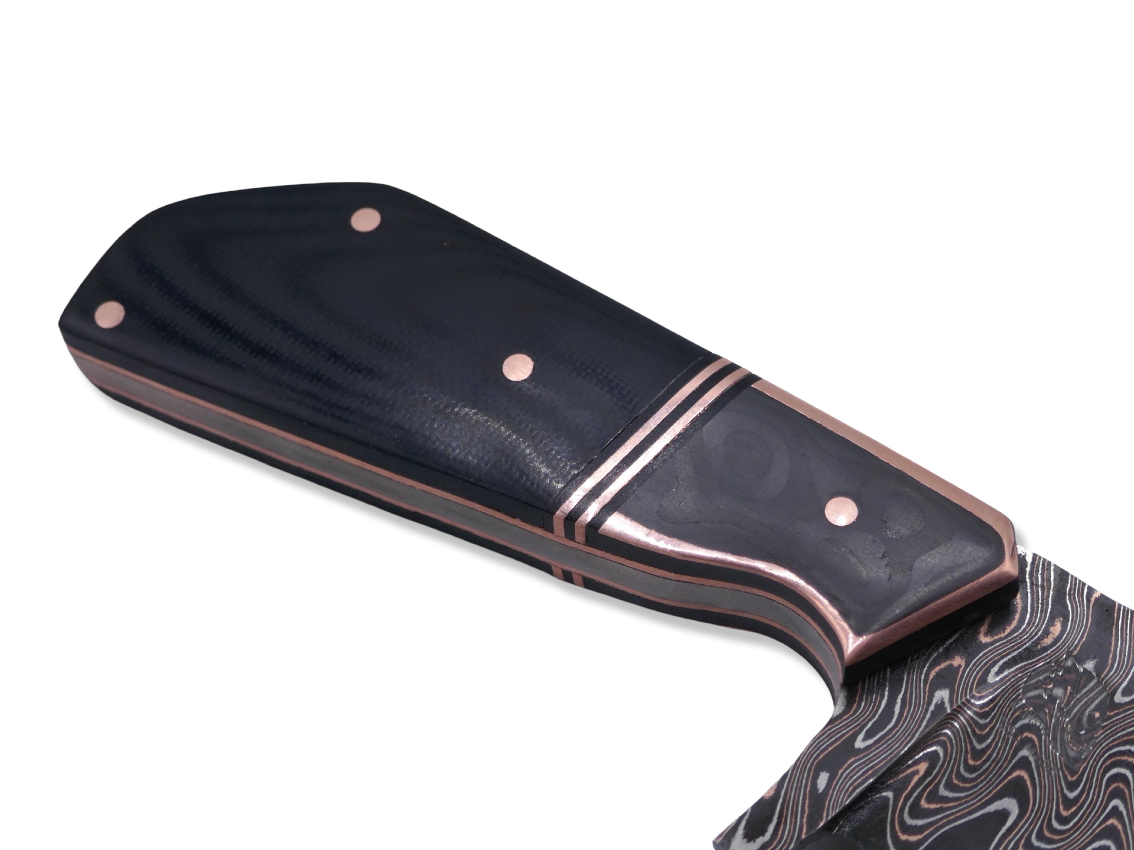 Pro Hunter Custom 1 of 1  - Baker Forge Elite Copper Mai Ripple / Camo Carbon W/ Copper Inlays + G-10 Handle / Copper Liner Made For D. Cormier