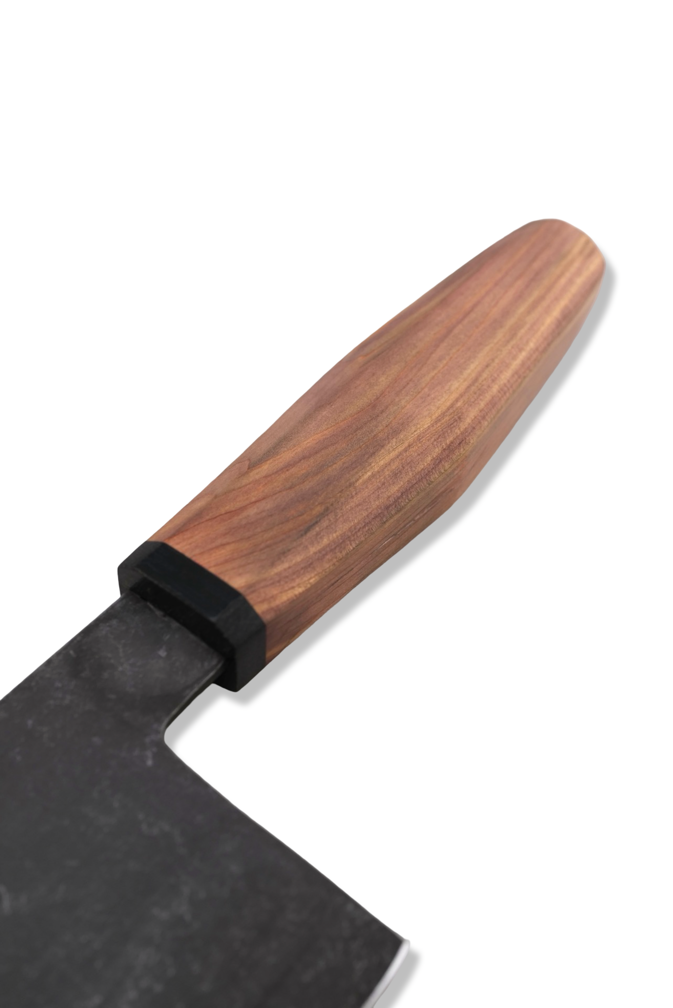 Custom Hidden Tang Cleaver - Dark Stonewash Stainless Steel / Juniper Handle / Wood Saya