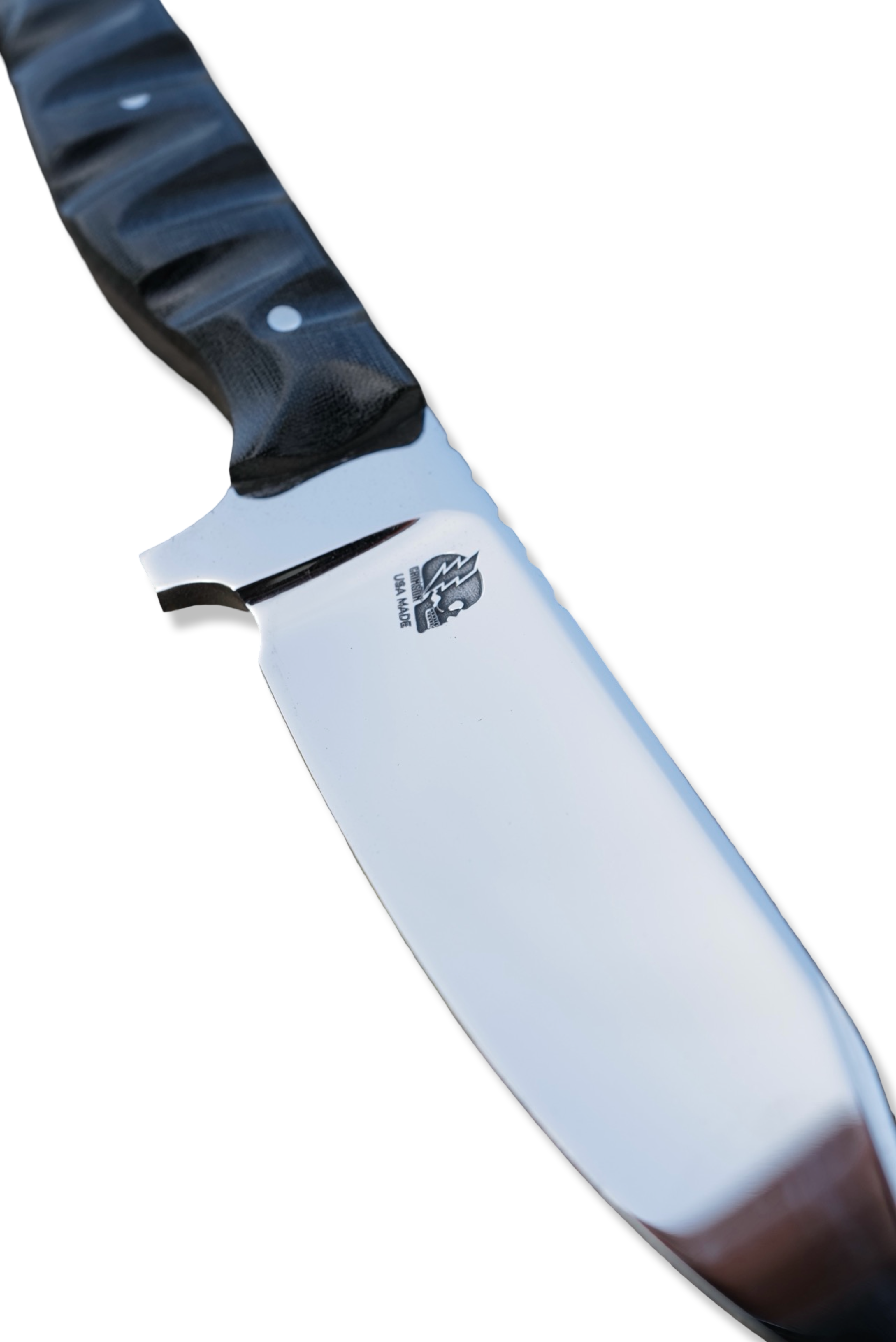 Bushcraft Custom - Mirror Polish / Hollow Grind / Textured Black Micarta Handle