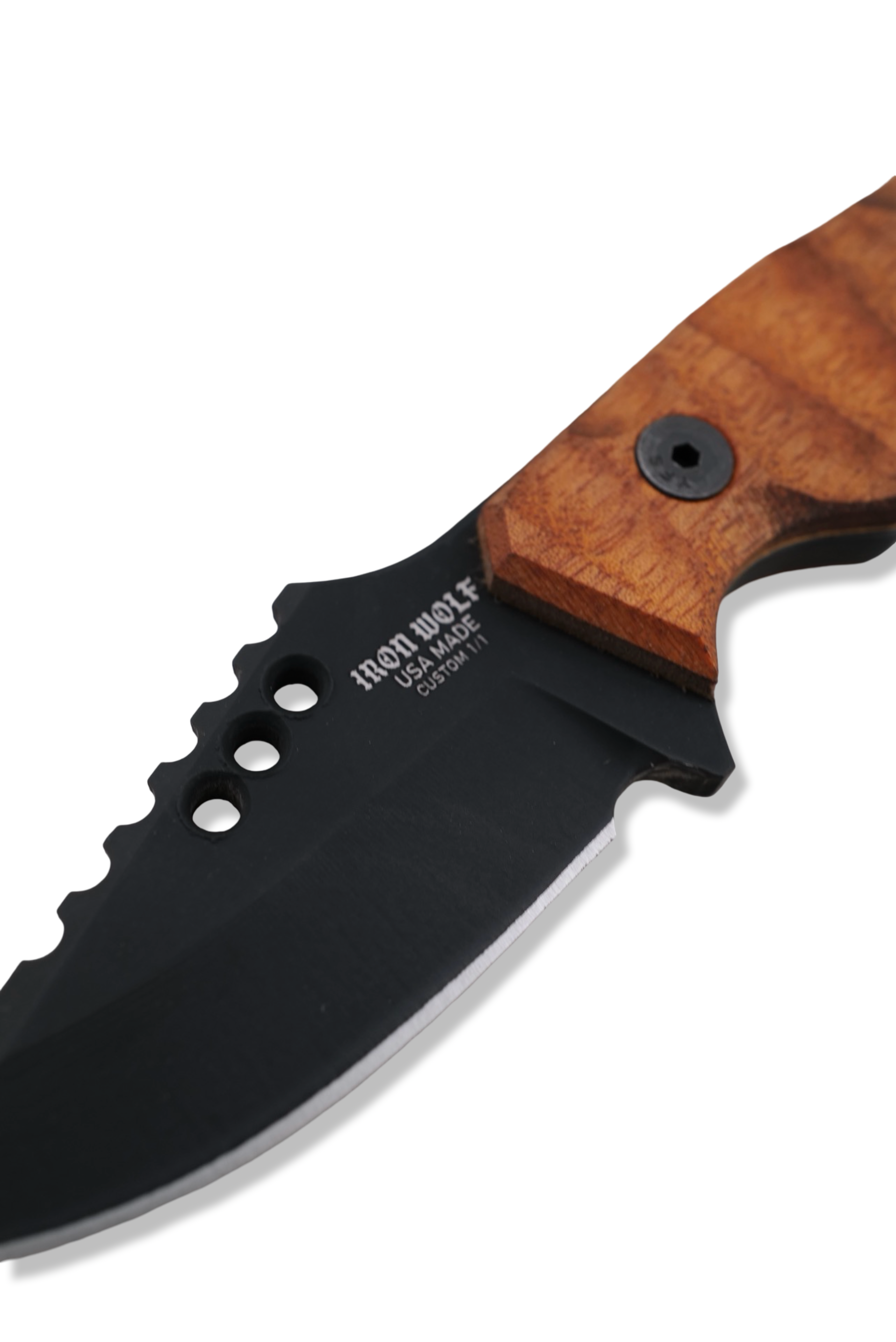 RPM Iron Wolf Custom 1/1  - Black Cerakote / Leopard Wood w/ Brass Liner  /  Leather Sheath Included
