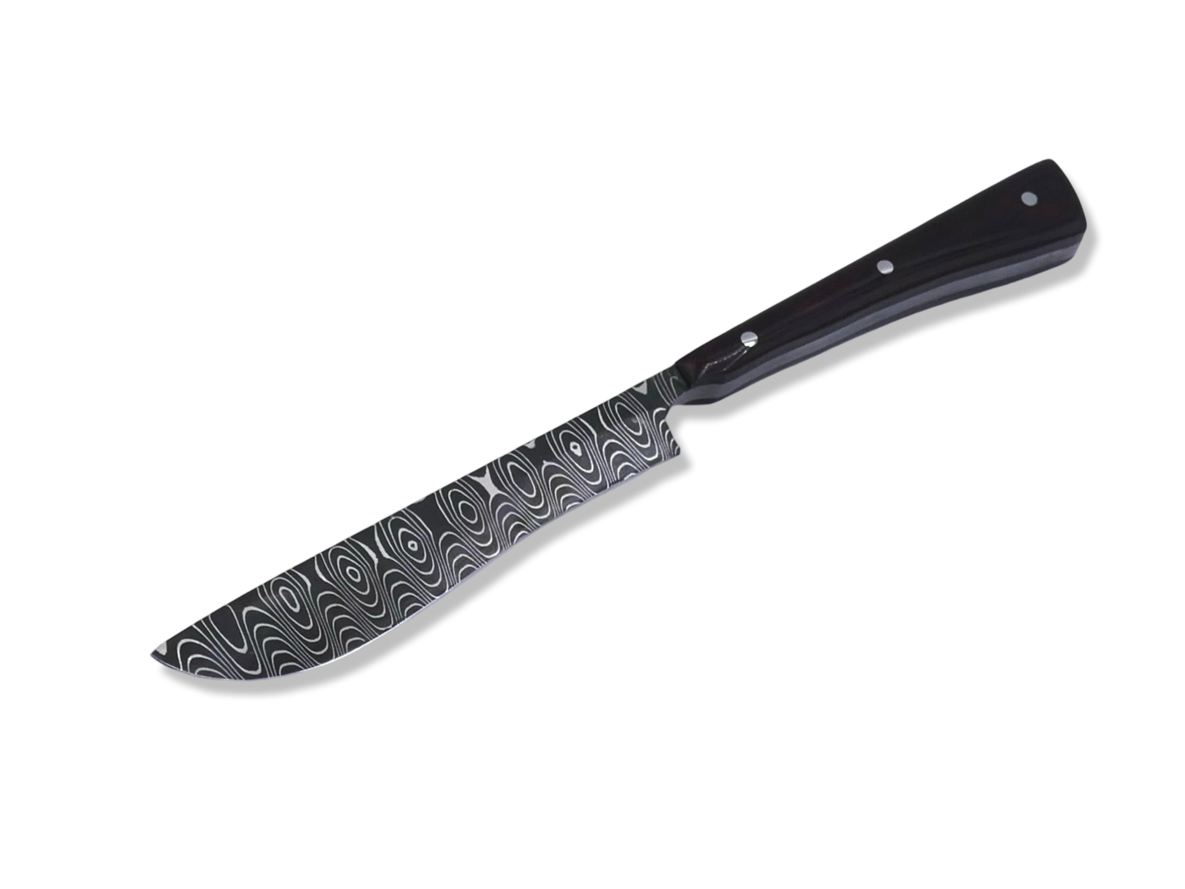 Recurve Scalpel - Vegas Forge 200 Layer Damascus / 1970’s Red Linen Vintage Westinghouse Micarta