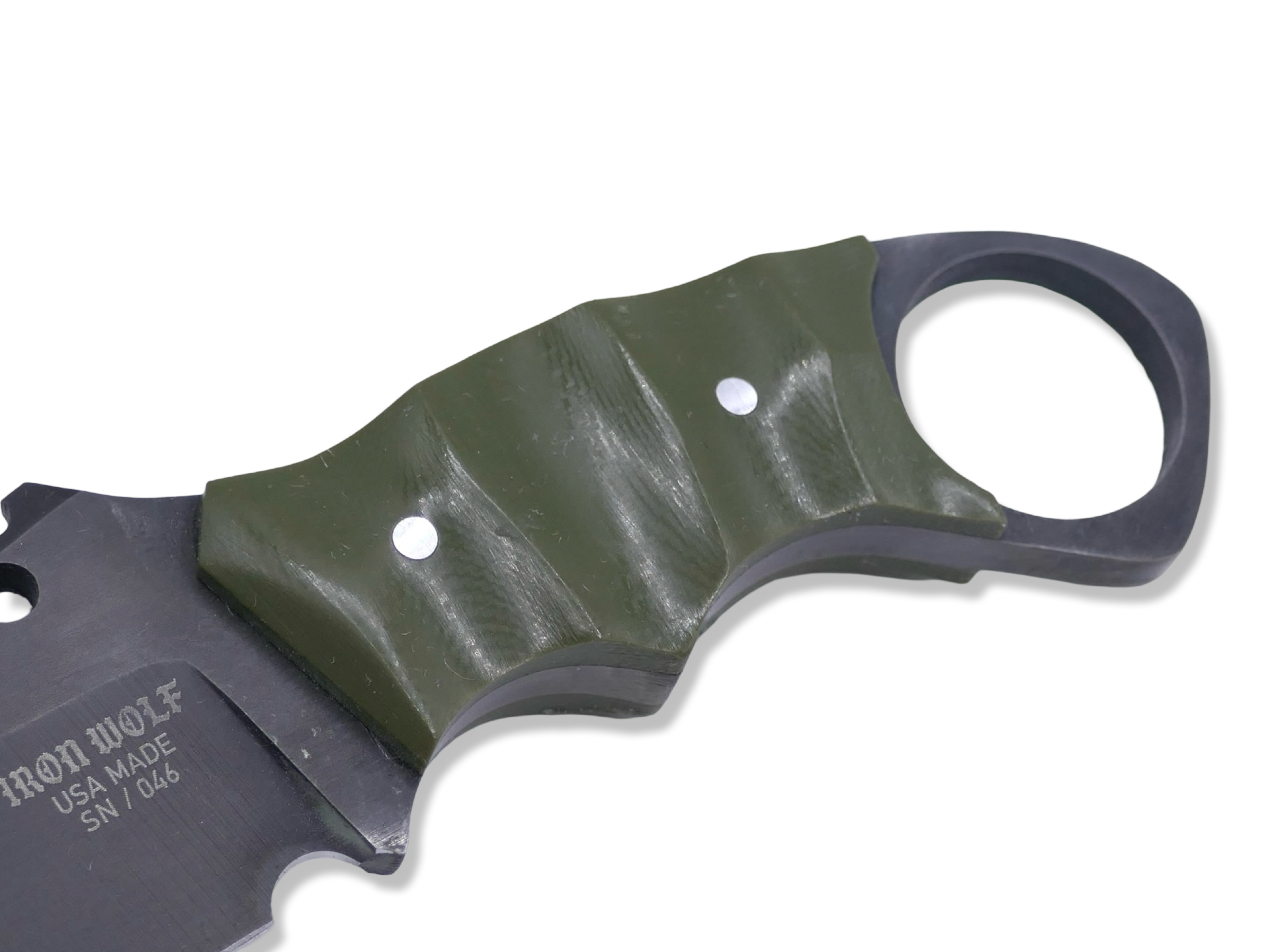 IRON WOLF - Black Ops / OD Green G-10 Handle / Sheath Included