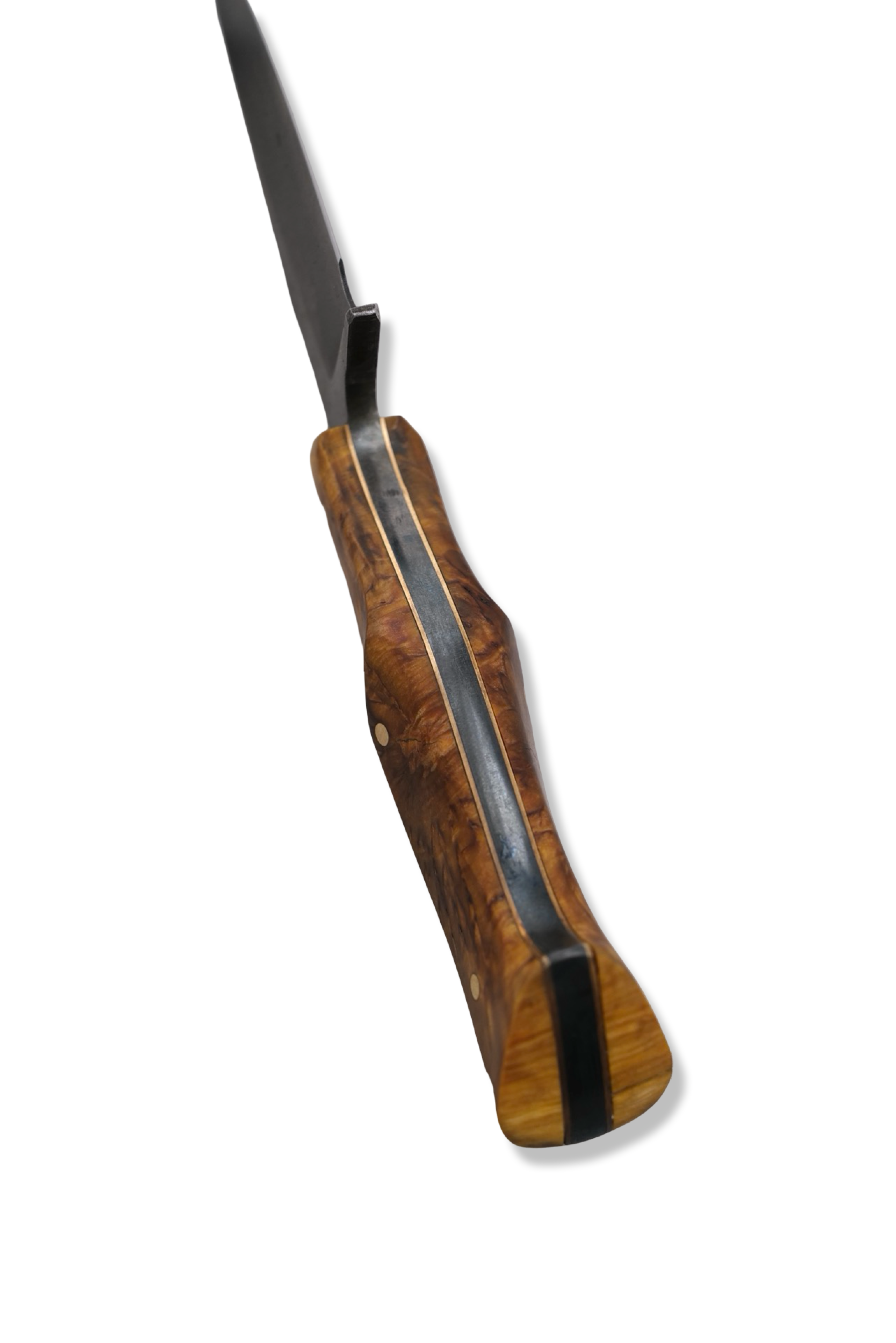 Crimson Reaper Custom 1 of 1 Fixed Blade Knife - Hollow Ground / Dark Stonewash / Starburst Birch Handle / Brass Liners / Sheath Included