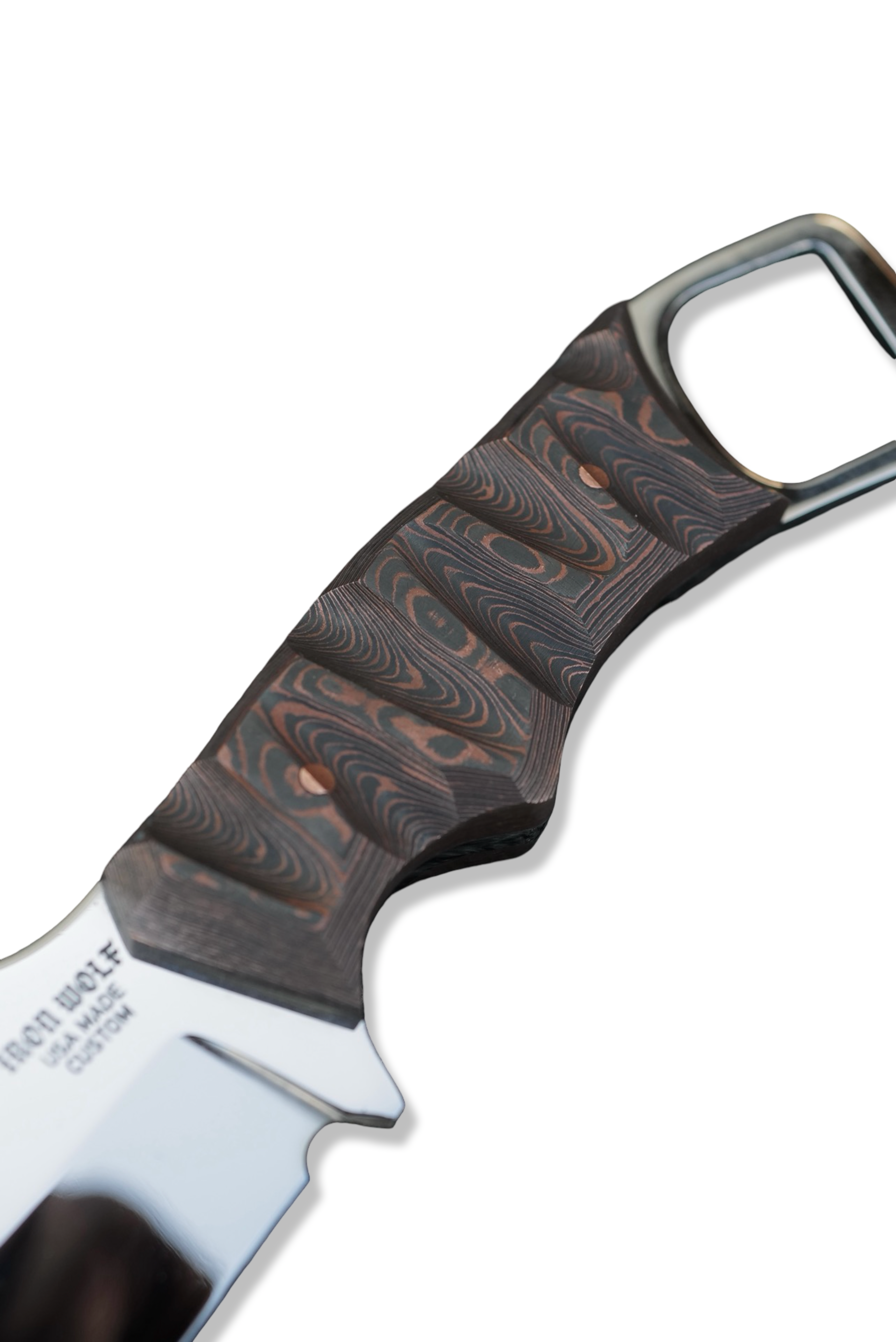 CUSTOM RPM Iron Wolf - Mirror Polish / Fat Carbon Handle / Copper Pins - USA Made Stealth Bomber Sheath included