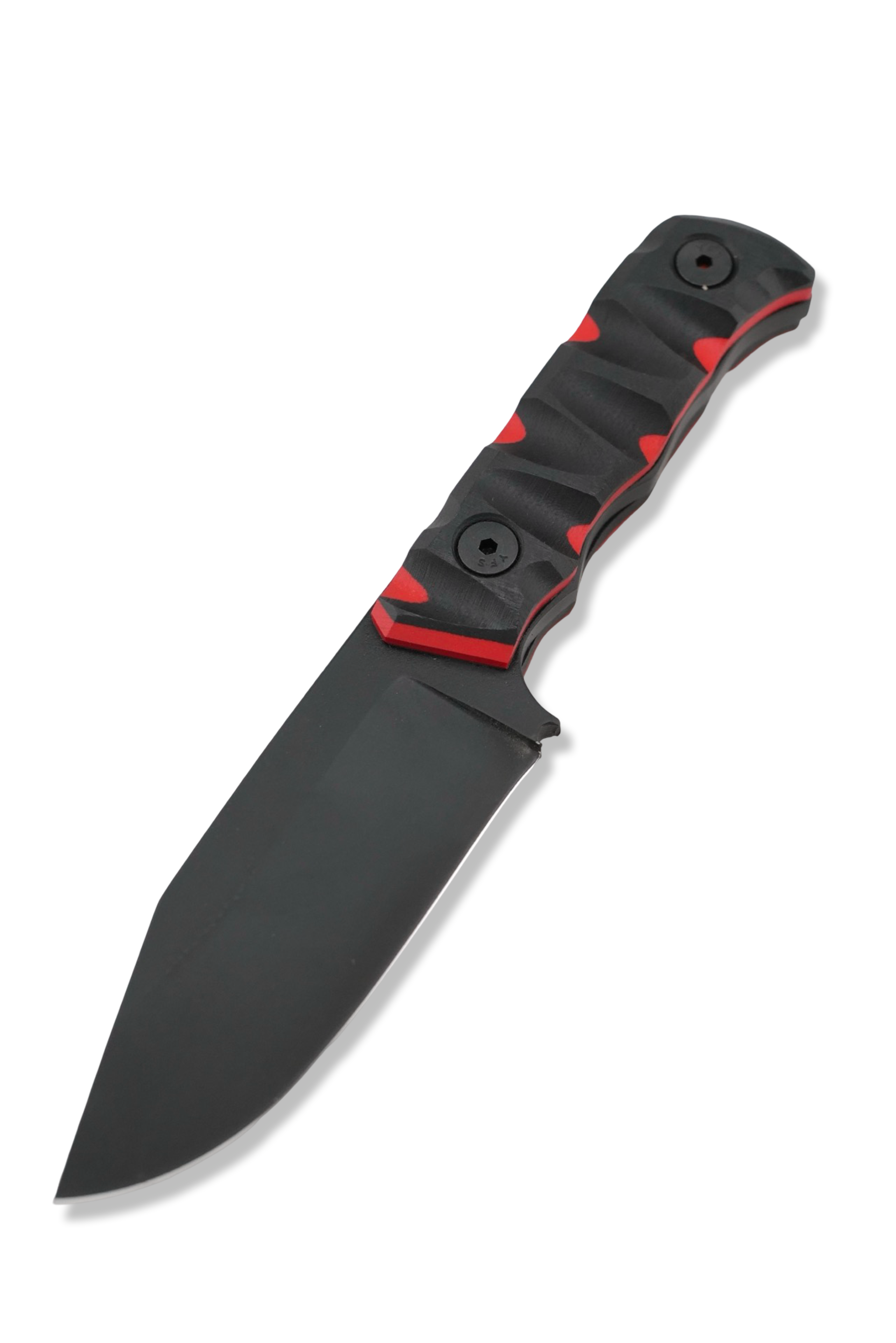 Slayer Mini - Black Cerakote / Two Faced Red + Black G-10 Handle / USA Made leather sheath included