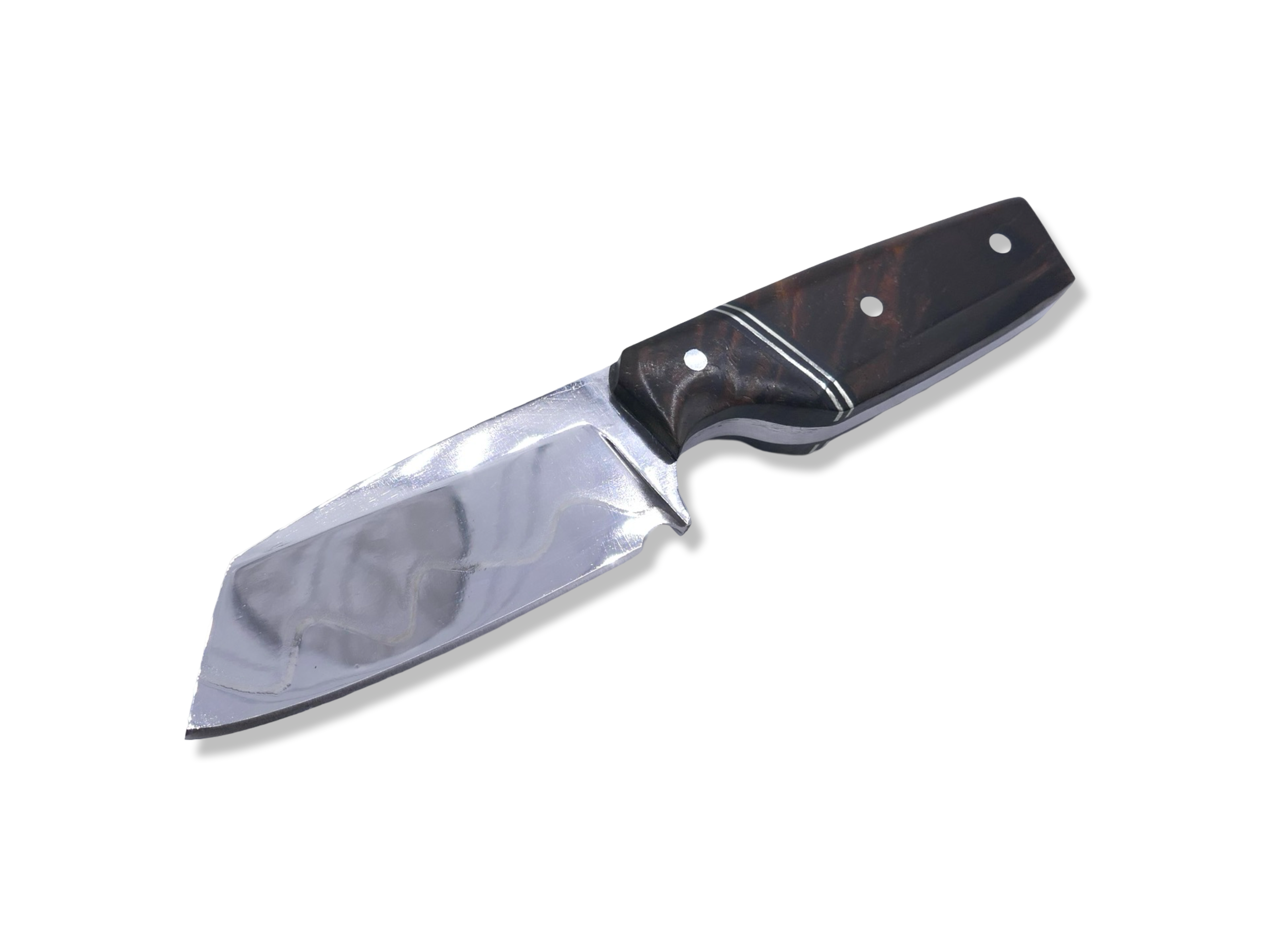 Roach 1 of 1 Custom - Mirror Polish Baker Forge Stainless Damascus / Hawaiian Koa / Double Nickel Split / Black G-10 Liner / SHEATH INCLUDED