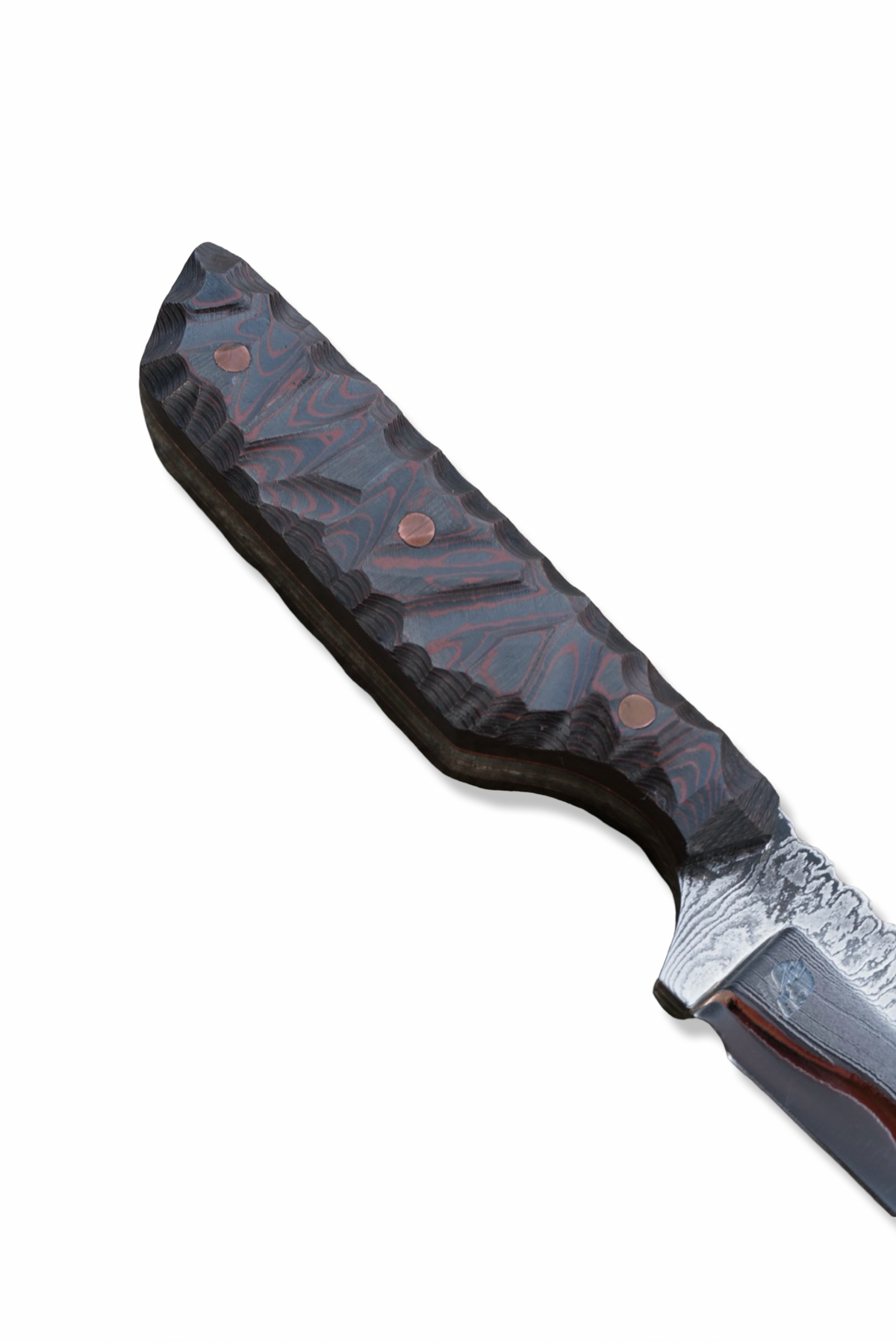 Rattler Custom - Polished Baker Forge Coppermai / Rock Texture Copper Carbon Handle / Copper Pins