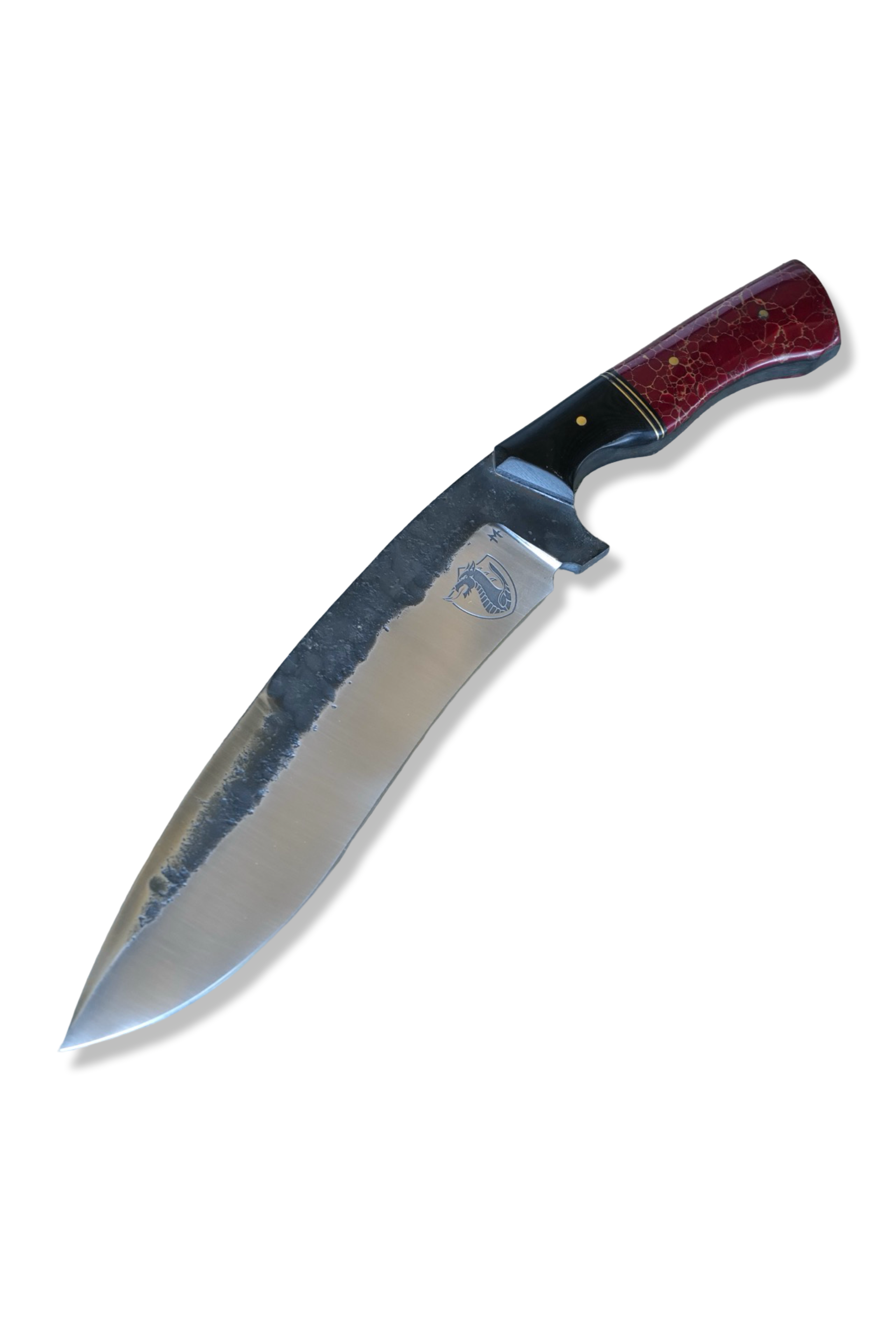 Forged Custom - Black G-10 / Red Tru Stone / Brass Splits + Hardware