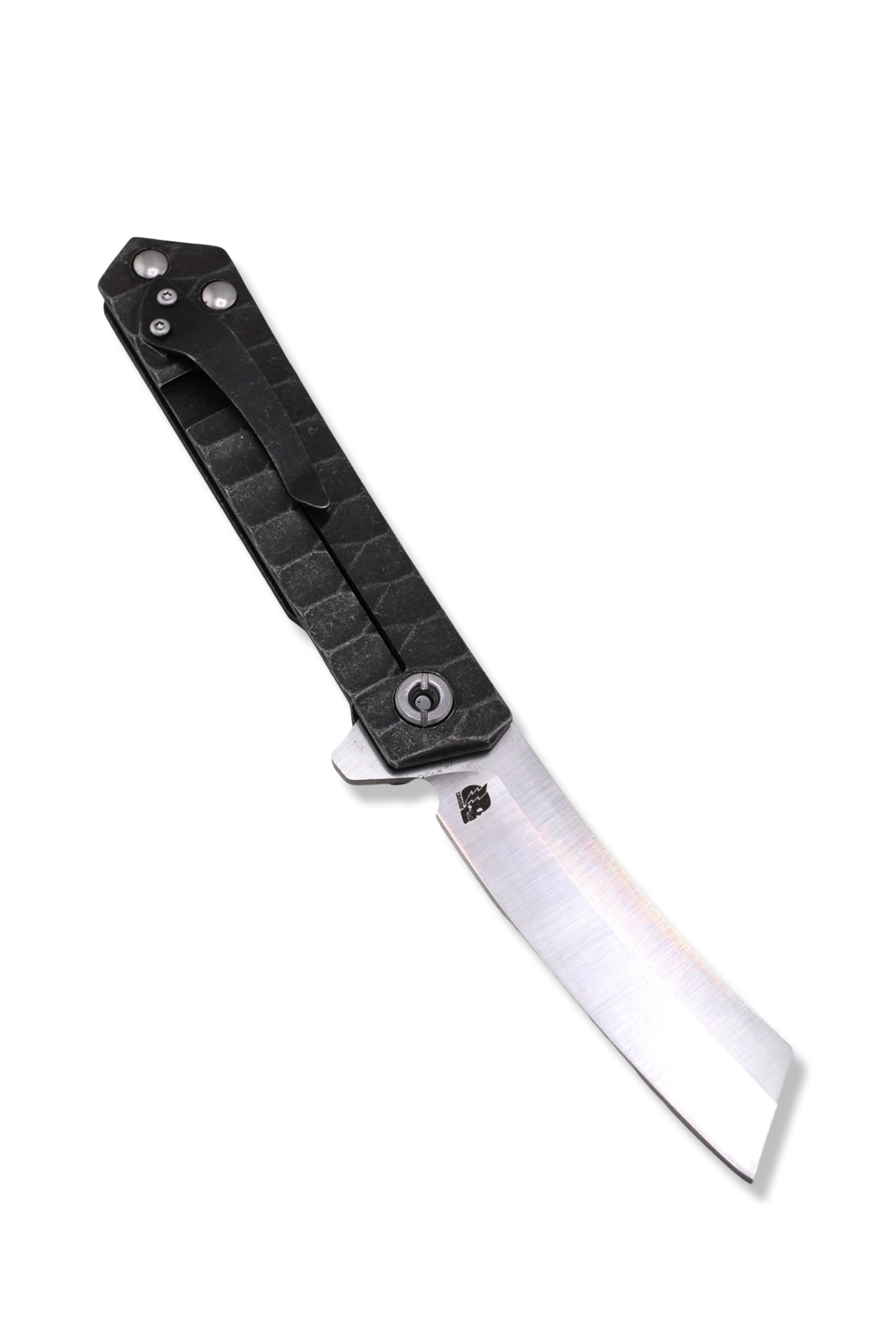 The Wayne Flipper Folder - Straight razor Rock Textured Handle / Satin Finish