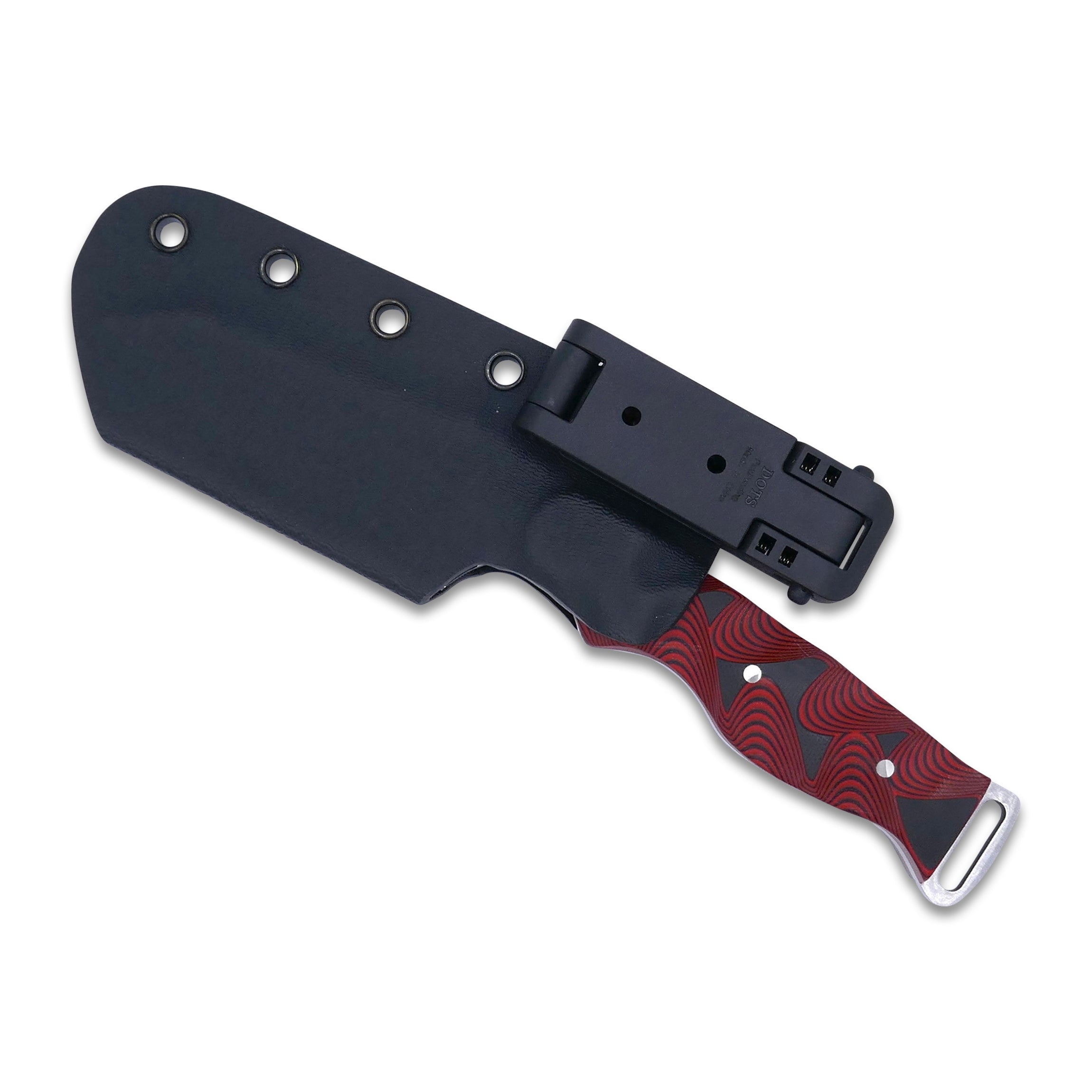 Crimson Tactical - Cobra - Magnacut Two Tone Black / Satin Blade - Red / Black Hypnotic G-10 Handle - Crimson Tactical