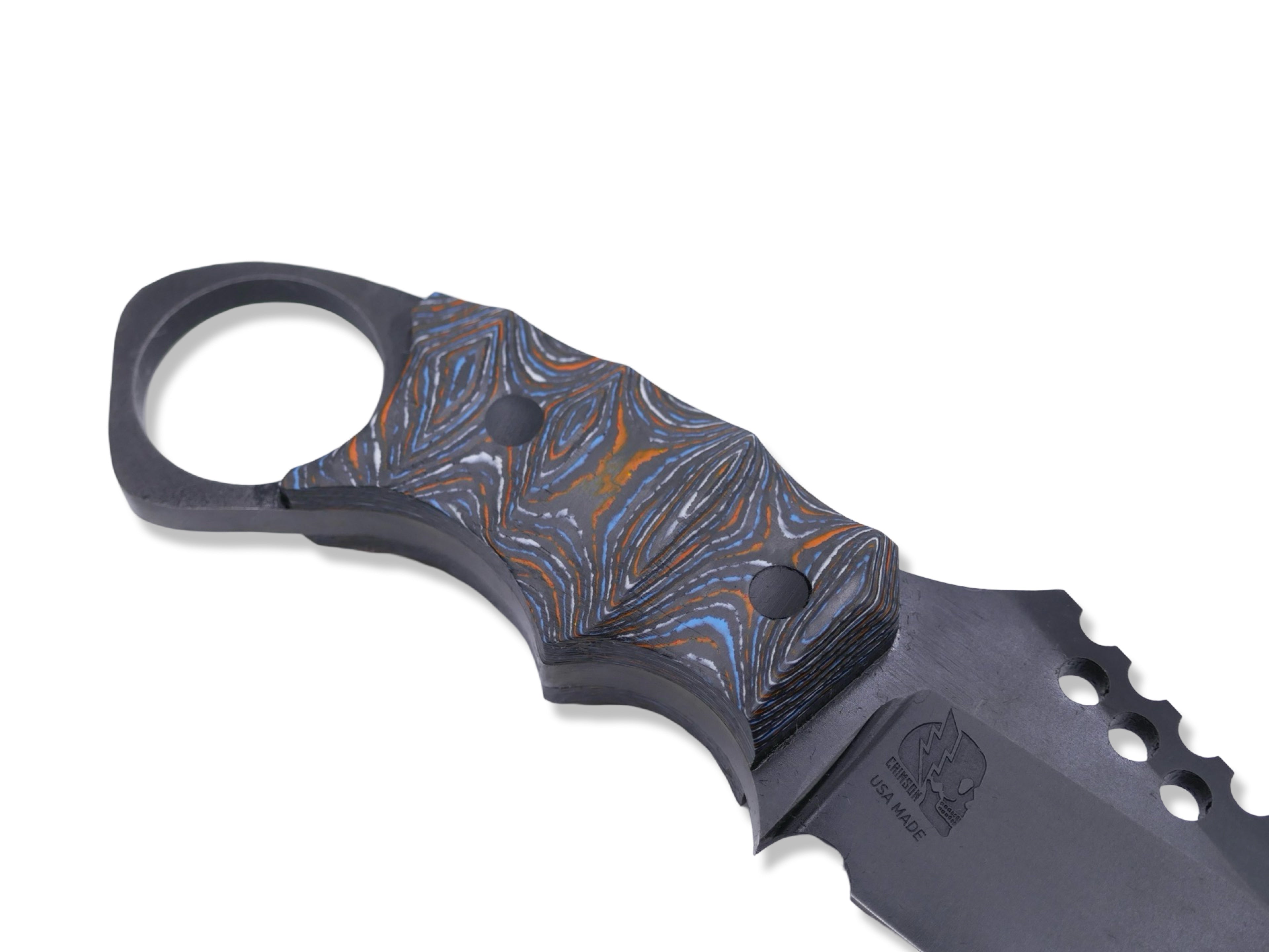 IRON WOLF Custom 1 of 1  - Tungsten Finish / Camo Carbon Handle / Carbon Fiber Pins