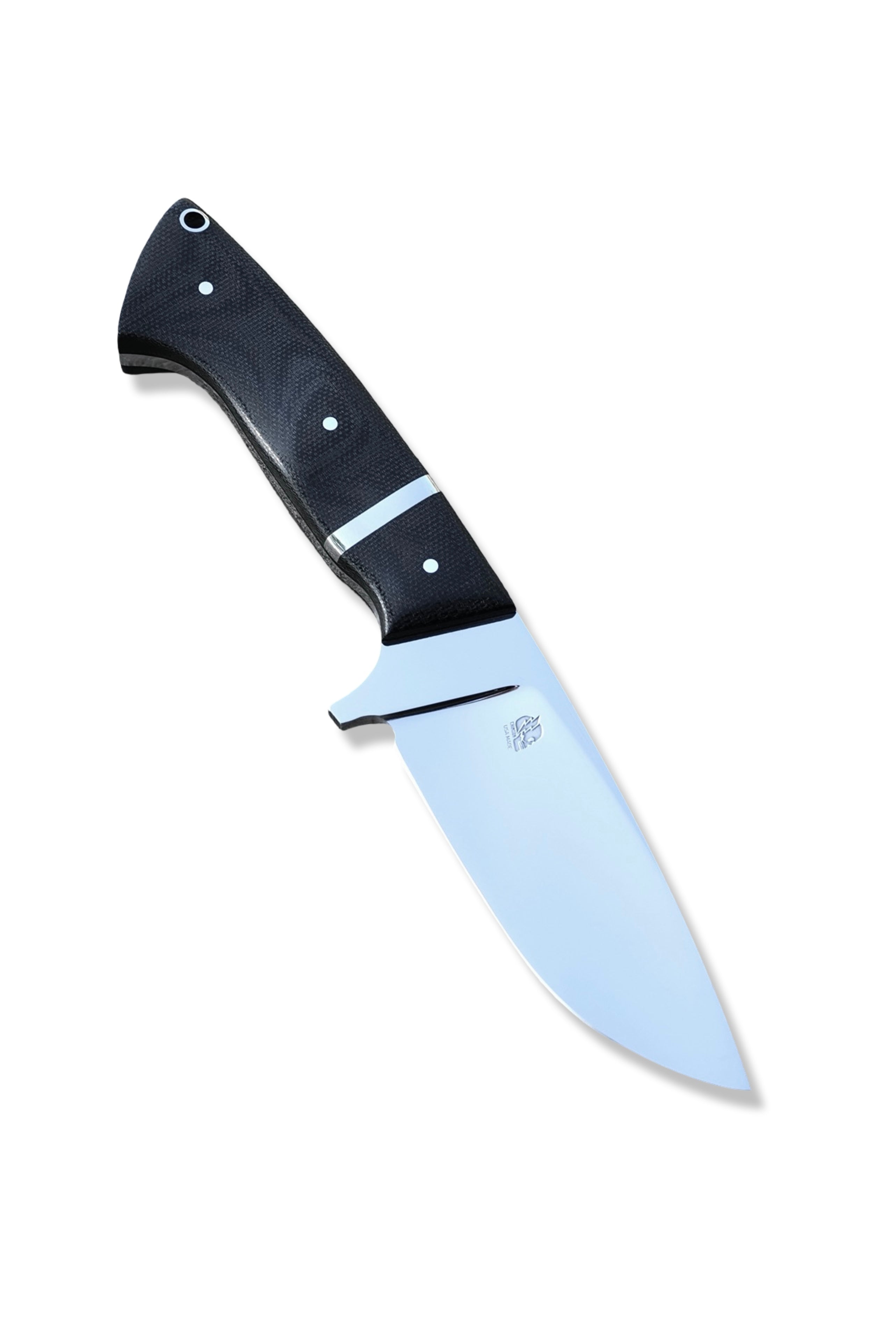 Pro Hunter Custom - Mirror Polish Hollow Grind / Black Micarta W/ Stainless Inlay