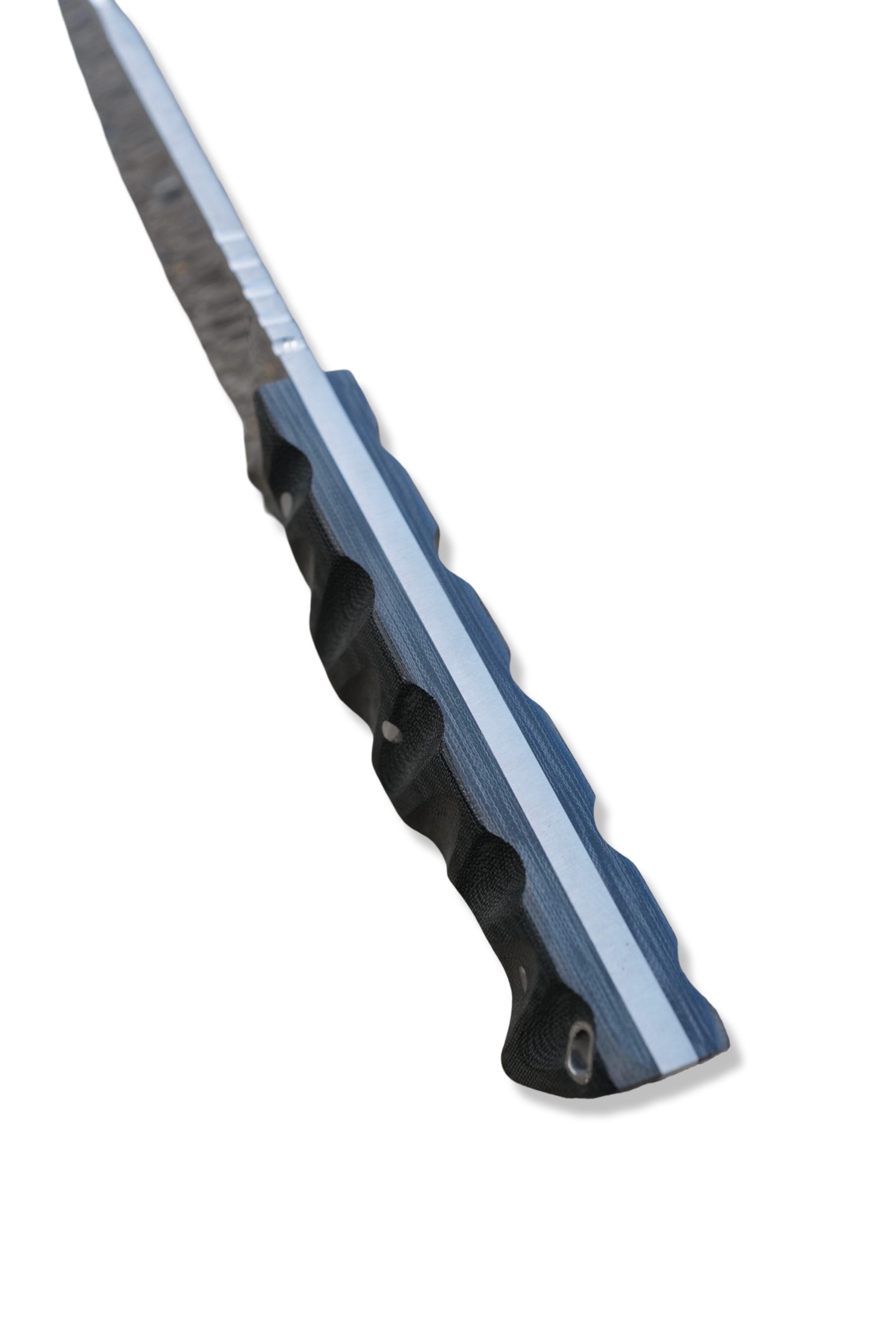 Bushcraft Custom - Mirror Polish / Hollow Grind / Textured Black Micarta Handle