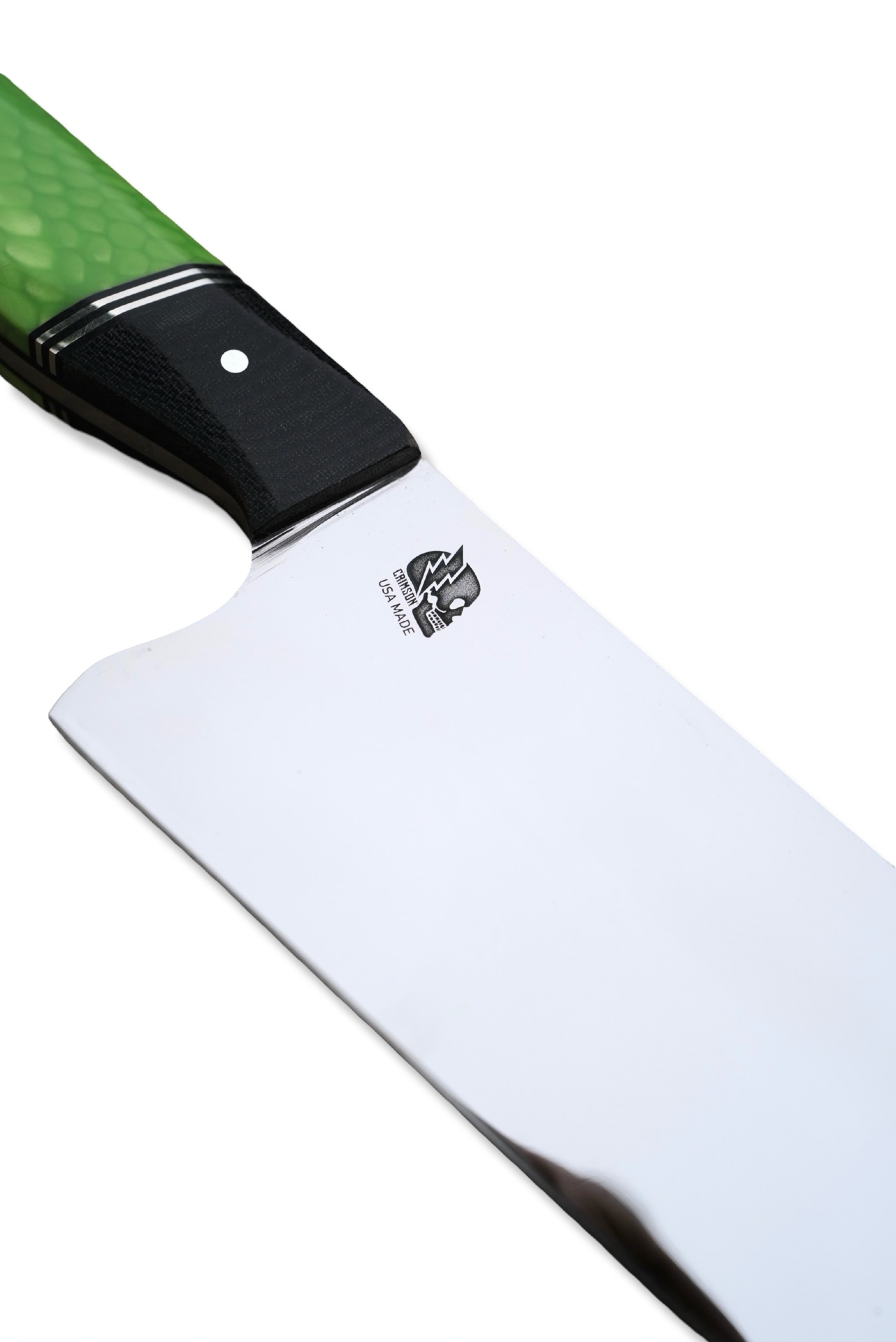 Custom Chef - Mirror Polish / Black G-10 / Nickel Split / Green Scale Handle